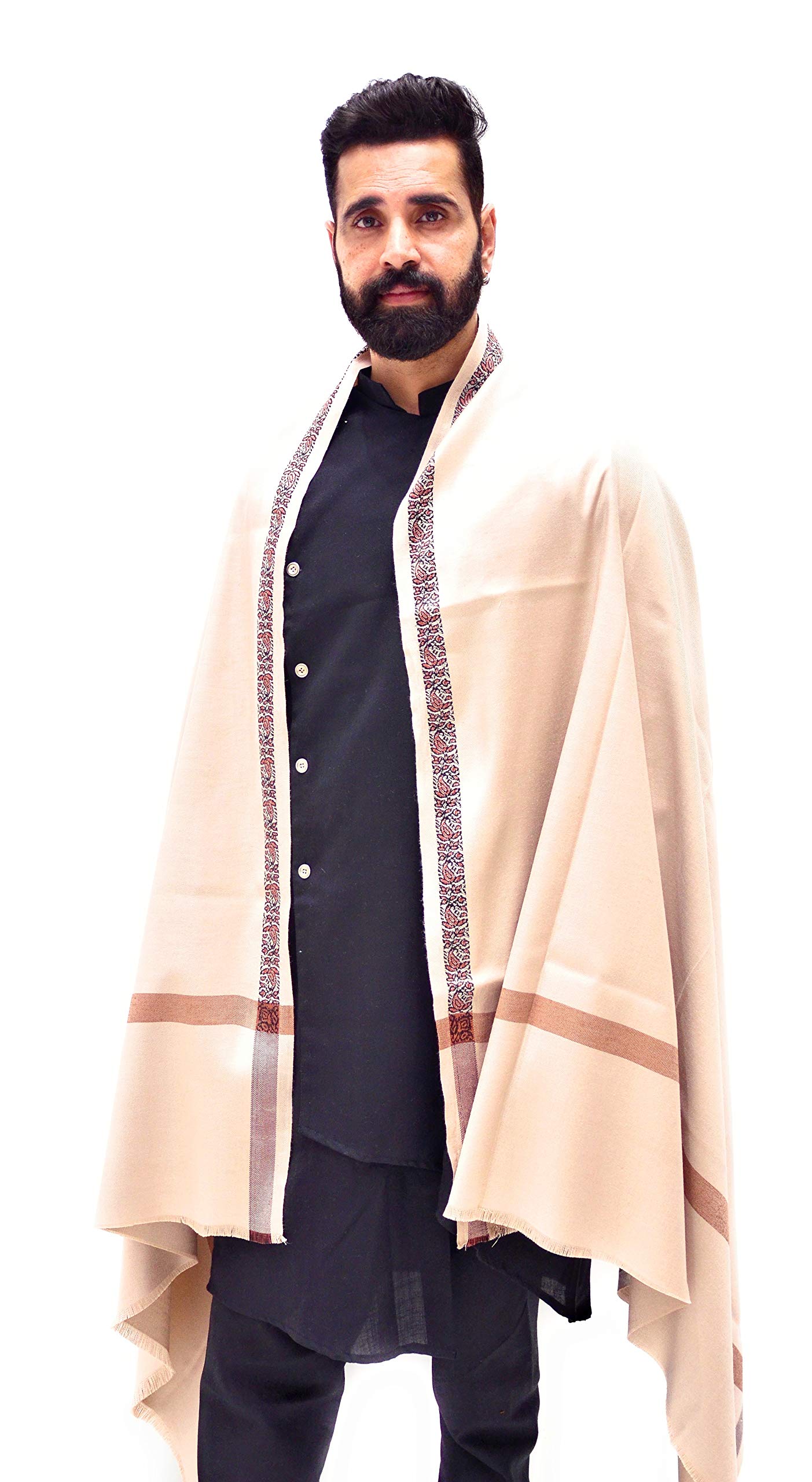 indian shawl Men’s Woven Woollen Blend Border Shawl/Lohi-picture-26