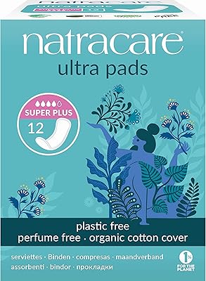 Natracare Slim Fitting Ultra Pads with Wings, Super Plus, Made with Certified Organic Cotton, Ecologically Certified Cellulose Pulp and Plant Starch (12 Pack, 144 Pads Total)