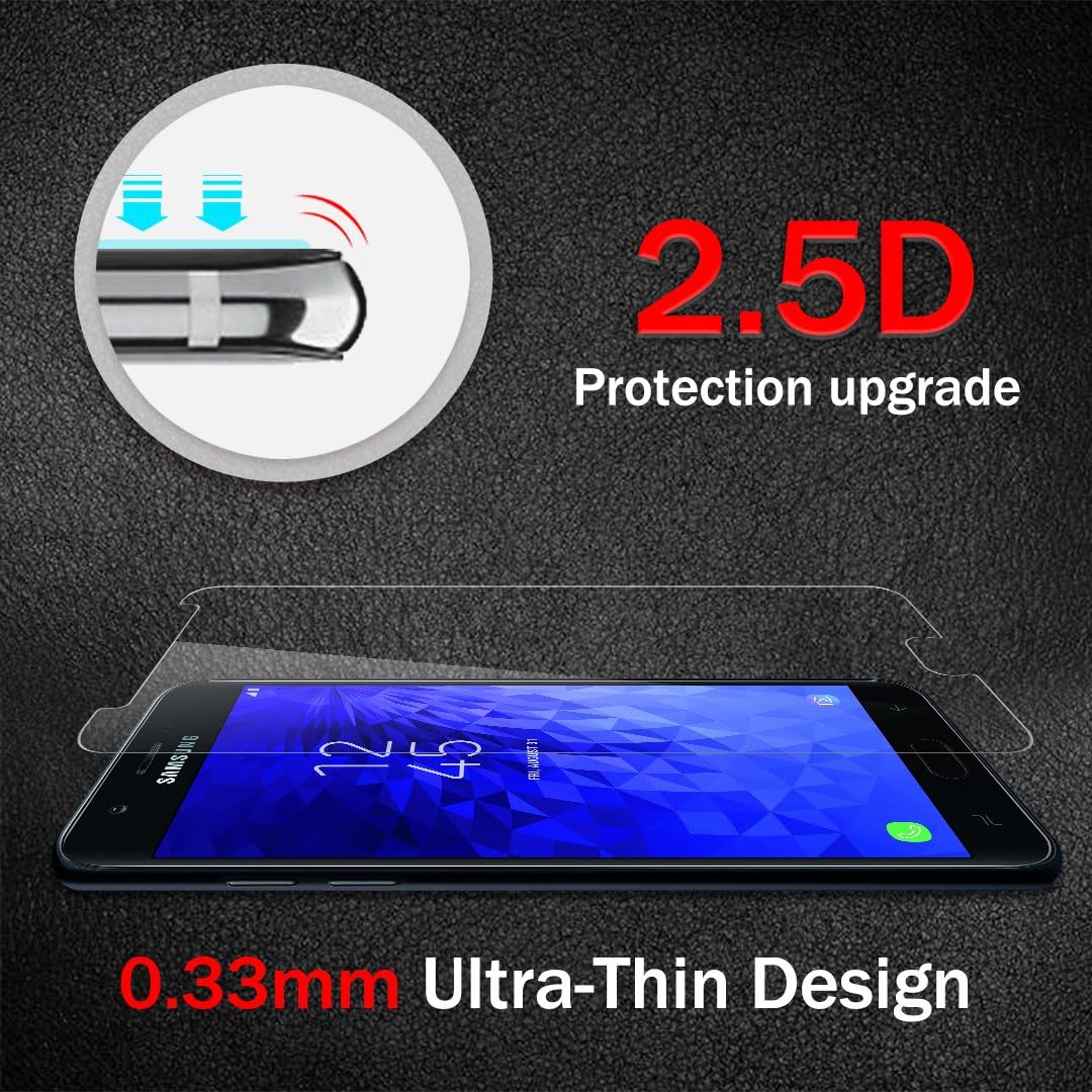 TAURI [3-Pack] Screen Protector for Galaxy J7 2018, [Alignment Frame] Easy Install [Case Friendly] Tempered Glass for Samsung Galaxy J7 Aero / J7 Top / J7 Eon / J7 Aura