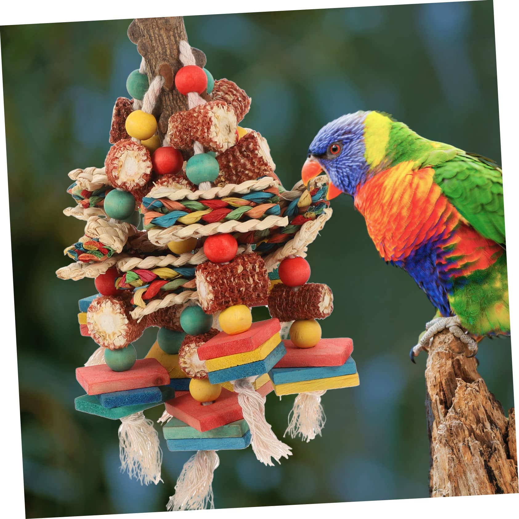 minkissy Juguete masticable para loro, juguete para masticar pájaros, juguete para pájaros pequeños, juguete interesante para cacatúas, juguete de loro para pájaros grandes, juguete de jaula de