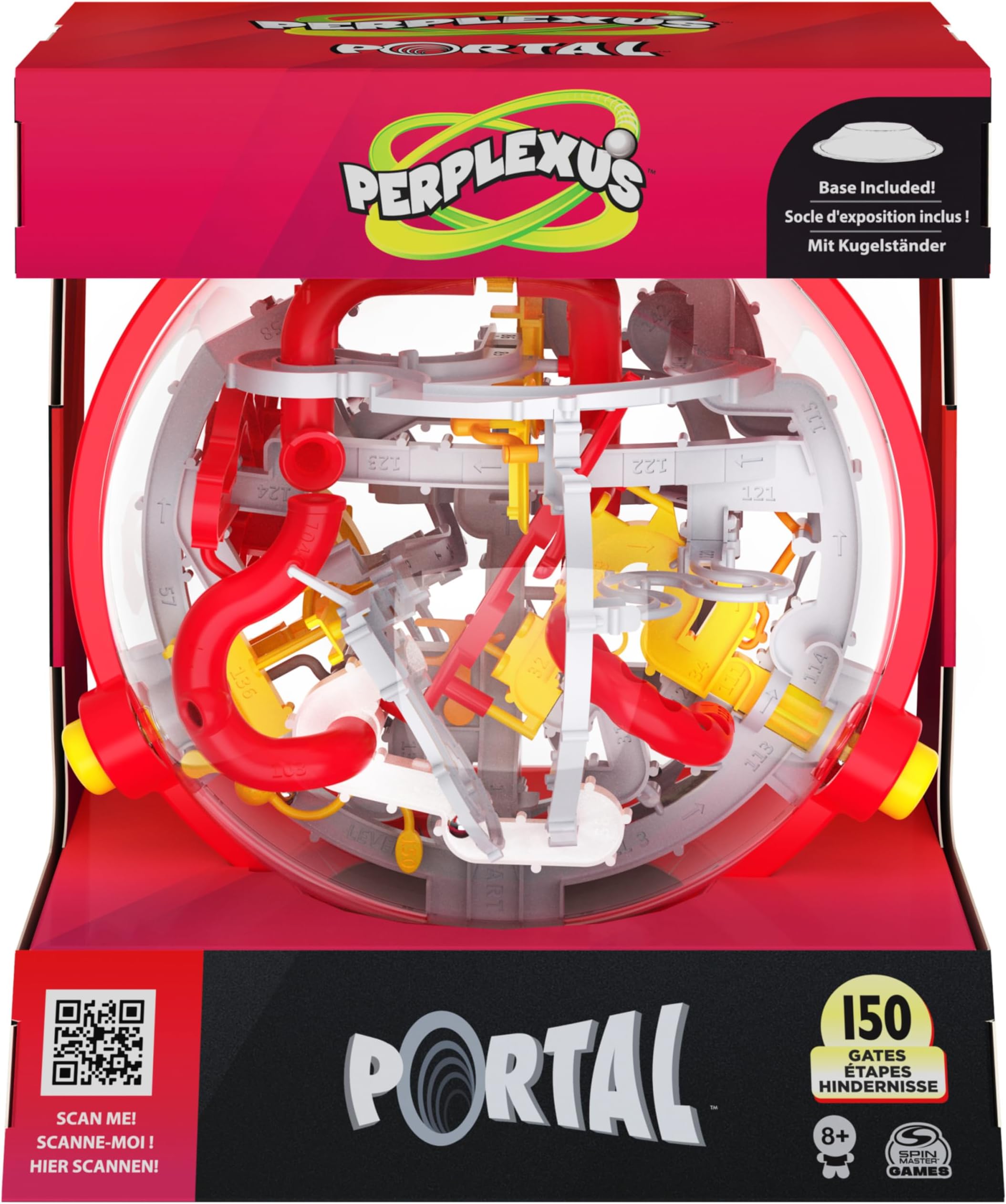 Perplexus Portal, 3D Puzzle Ball Maze Fidget Toys Kids’ Games Travel Games Puzzle Games Fidget Ball with 150 Obstacles, for Adults and Kids Aged 8 and up