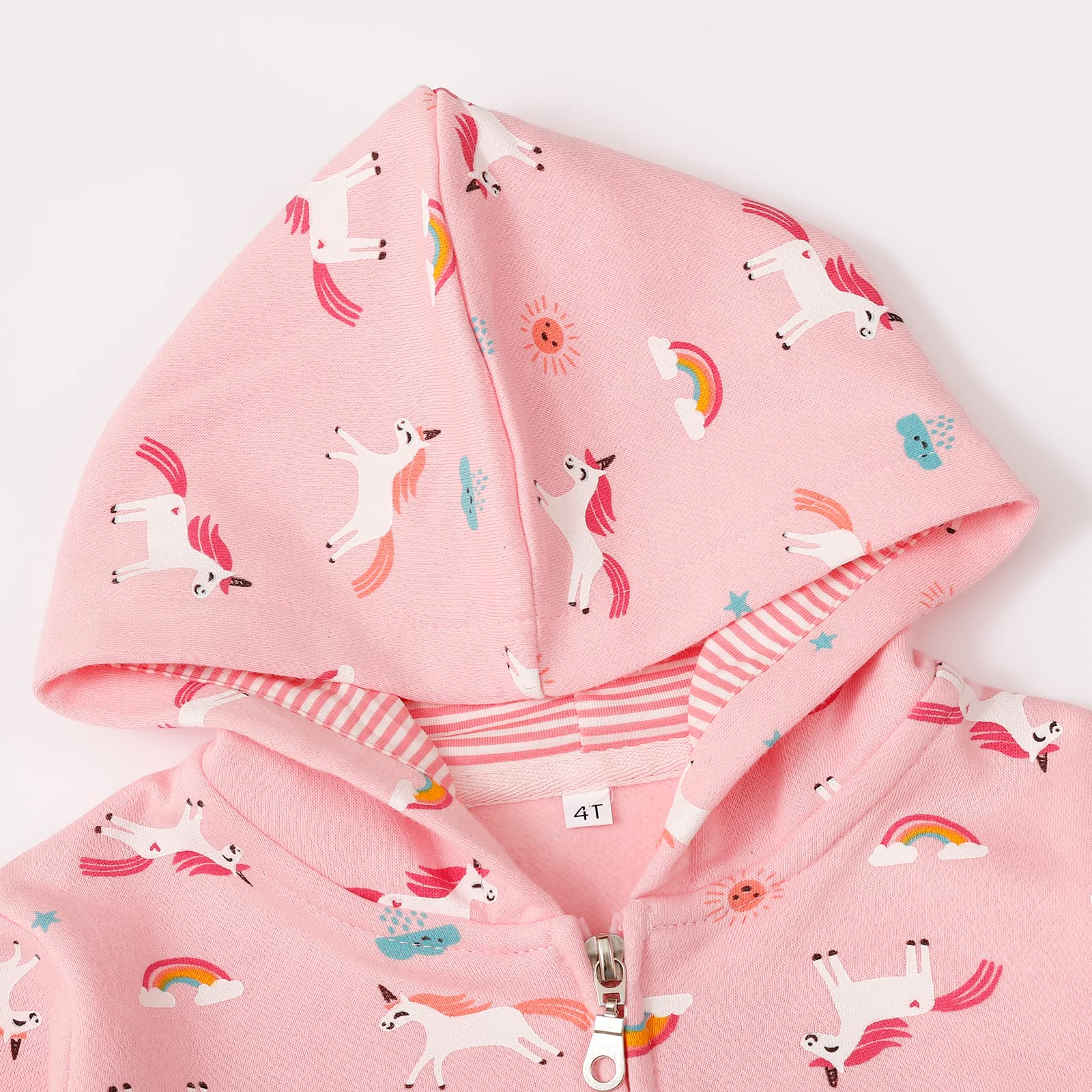 Felpa con cappuccio con zip e unicorno arcobaleno felpa con cappuccio per il rientro a scuola giacca rosa capispalla 6T
