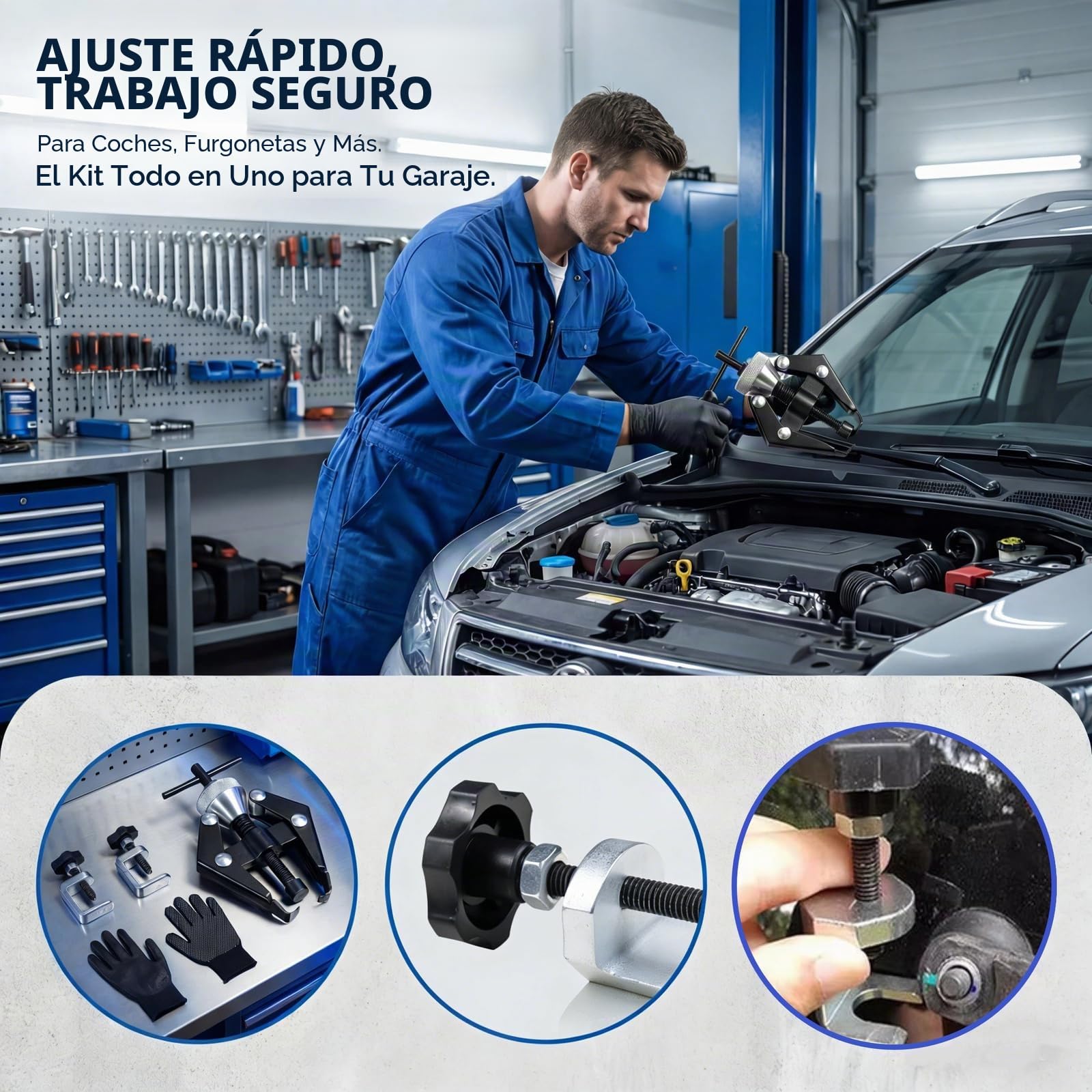 3 Piezas Extractor de Brazo de Limpiaparabrisas, Universal Brazo Desmontaje Herramienta Ajustable con Guantes,Apertura Máxima 2,9 cm Extractor Rodamientos Robusta para Coche Camión SUV