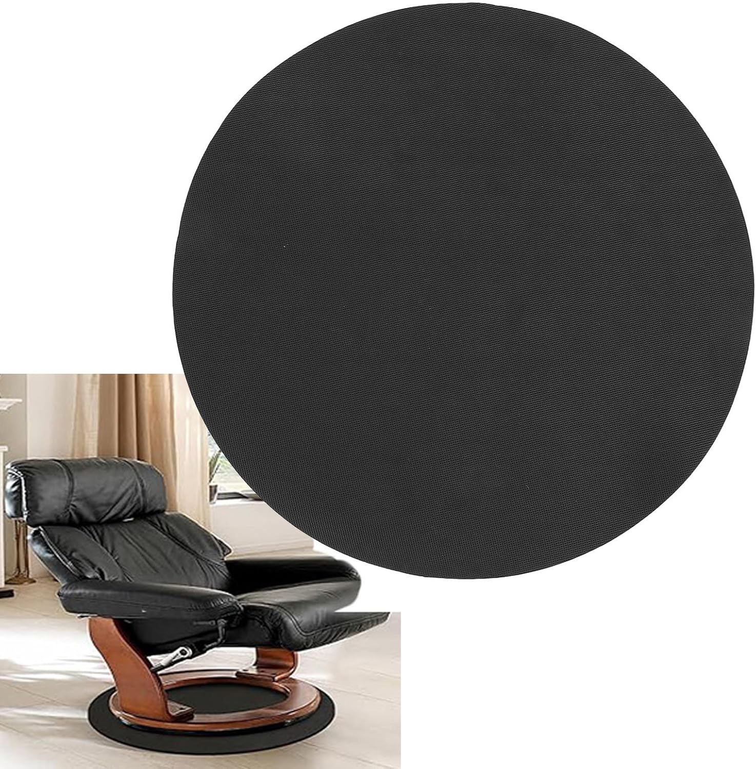 Round Nonski Furniture Gripper Pad, EVA Material Easy Installation Anti Scratch Design Swivel Chairs Non Slip Mat for Recliners Protects Hardwood