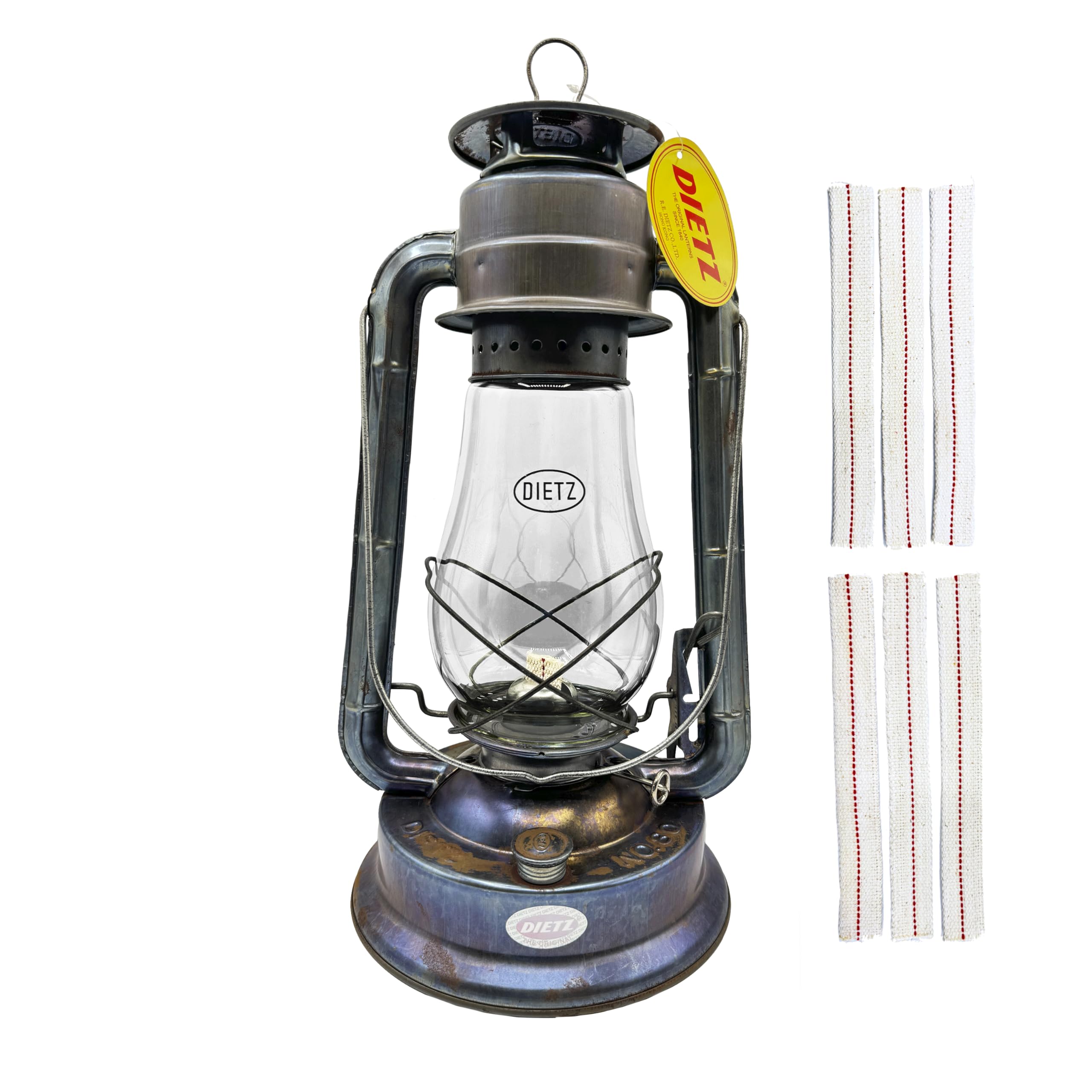 Light of Mine - Dietz #80 Blizzard Unfinished Oil Lantern Bundle Including 6-Pack of 100% Cotton 7/8" Replacement Wick Strips (#80, UF)