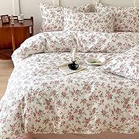 Vista 45 de 3 piezas de juego de funda de edredón tamaño individual XL, funda de edredón blanca con estampado floral azul, ropa de cama coquette de algodón