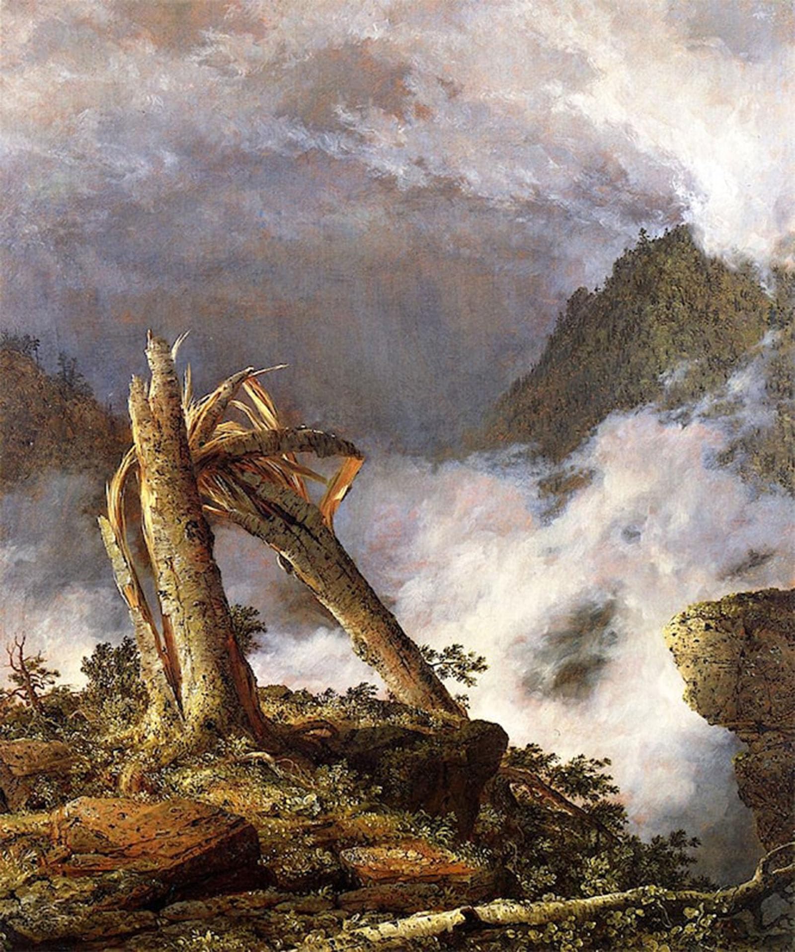 ARTXLXXBN Famous Painting Canvas Artwork Graffiti Print Storm in the Mountains by Frederic Edwin Church Portrait Canvas Image for Home Decor 60x90cm