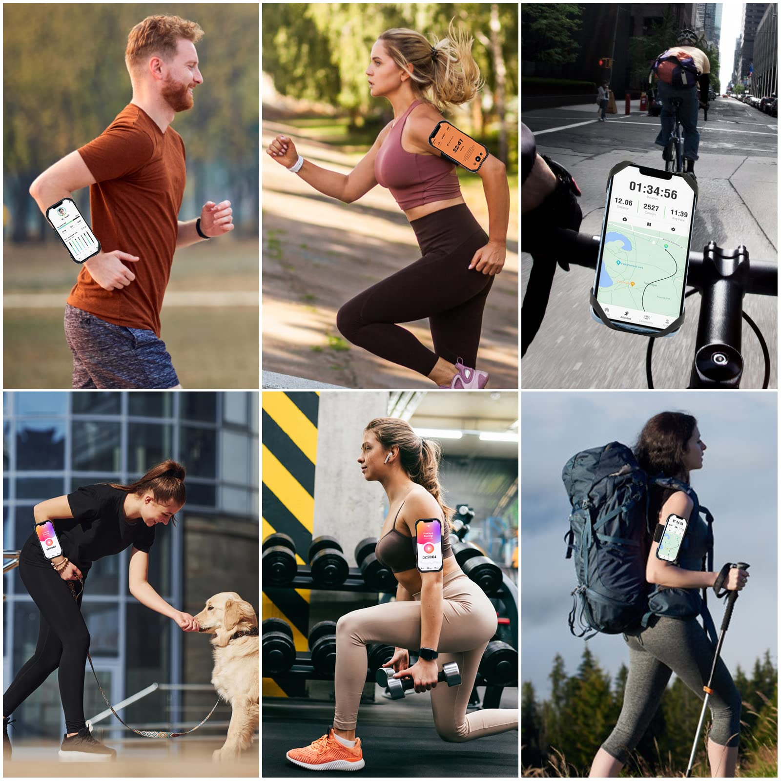 Cikyner Fascia da Braccio Sportiva da Corsa, Fascia da Braccio da Running per Telefono da Bici 3 in 1 Fascia da Braccio Girevole e Staccabile a 360° per iPhone da 4,5-7" per Jogging Palestra