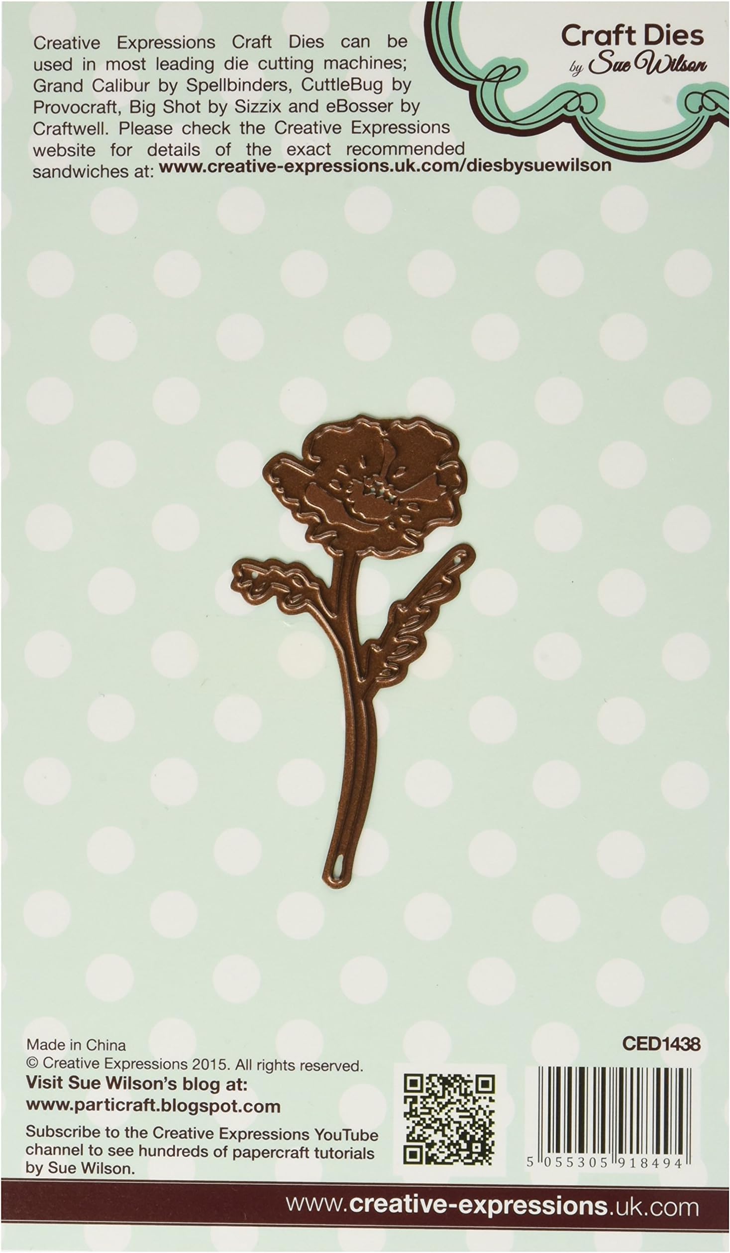 Sue WilsonFinishing Touches Collection Tranquil Poppy Die, Metal, 7.5 x 3.1 cm