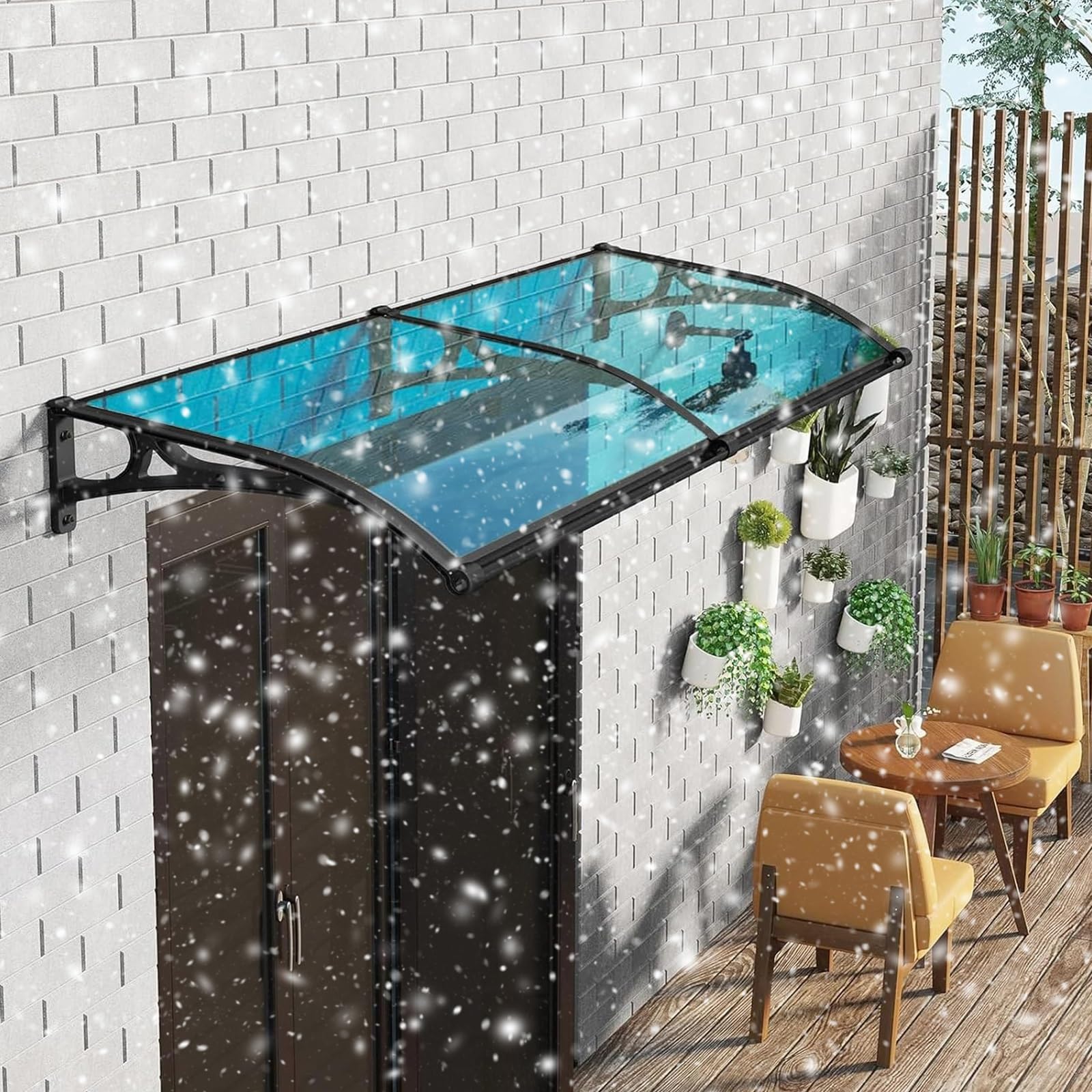 Auvent de porte polycarbonate durable structure alvéolaire haut de gamme