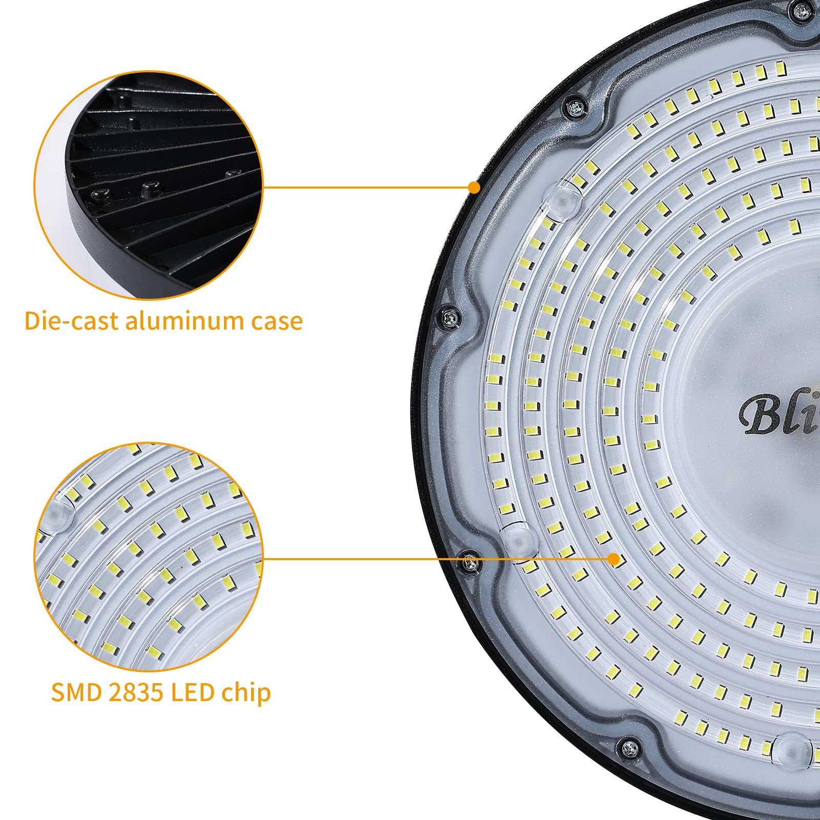 2PCS Lampada LED UFO 200W Blivrig - Illuminazione Industriale IP65, 20000LM, 6500K Bianco Freddo Per Magazzini E Officine