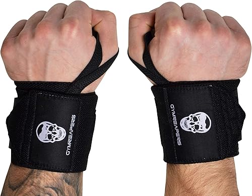 Gymreapers - Muñequeras de halterofilia, profesionales, con presilla de pulgar resistente para competición de levantamiento de pesas, entrenamiento