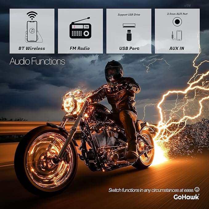 Parlantes GoHawk para Motocicleta, Sistema de Audio Bluetooth 4.1, 4.25 Pulgadas miniatura 3