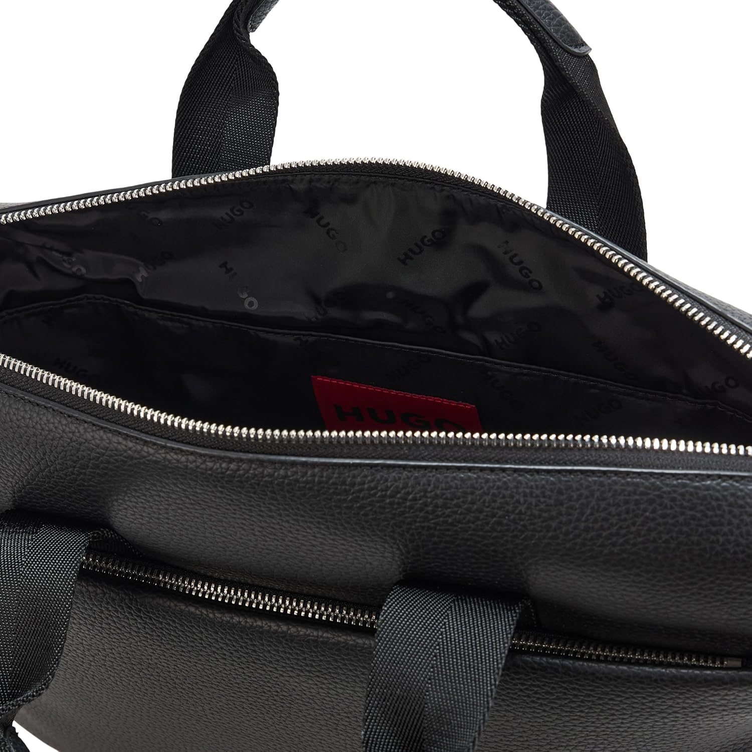 HUGO, Ethon Nylon Briefcase with Shoulder Strap, black gloss, PCE.