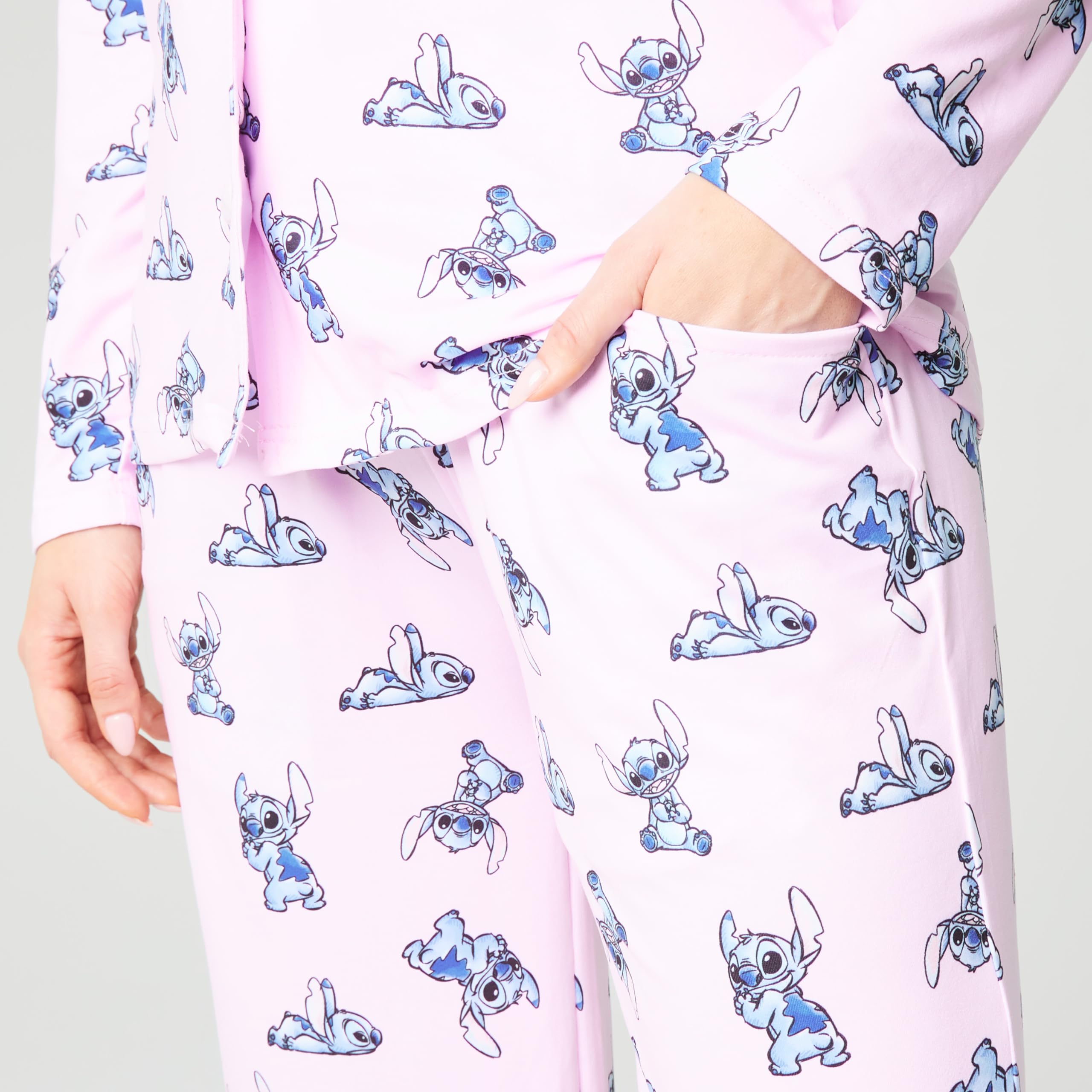 Disney Pigiama Donna Lungo - Pigiama Stitch a Maniche Lunghe S-XL - Pigiami Donna Ragazza Invernale Gadget Stitch Regalo