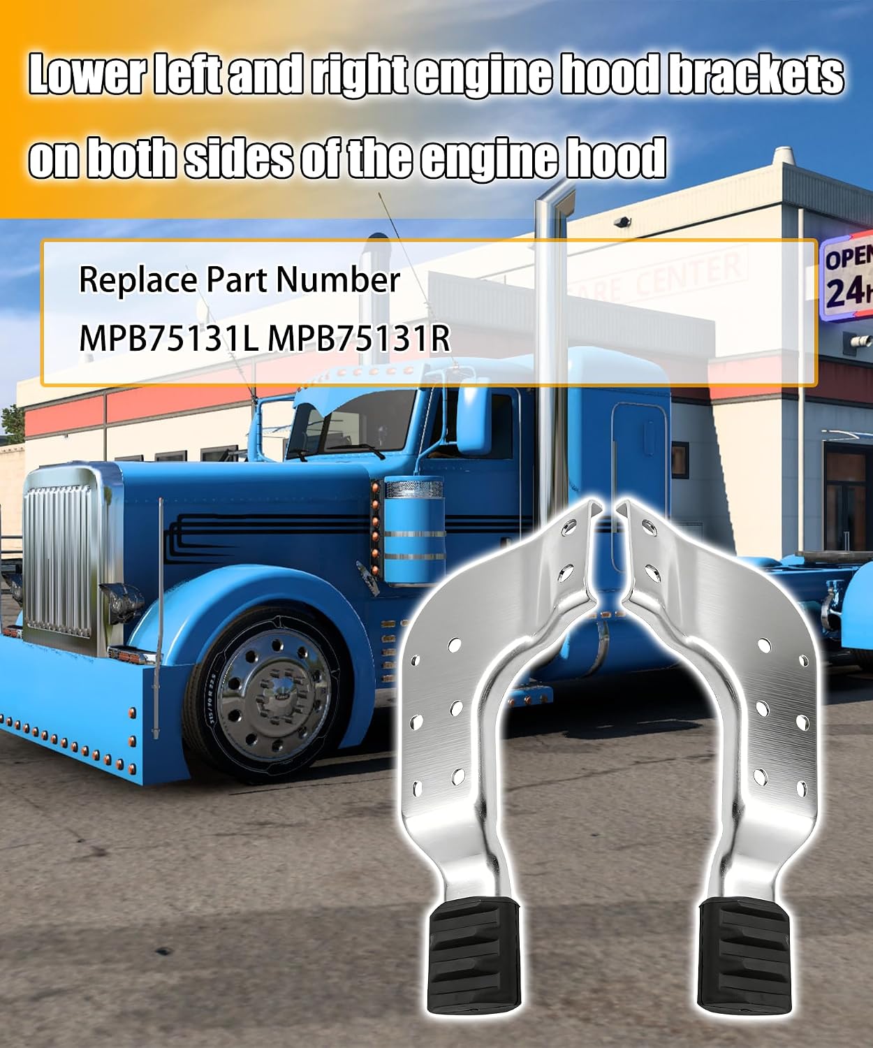 2 Pack Hood Bracket Fits for Peterbilt 389 Series 131 Engine Hood Guide Bracket Replaces MPB75131L MPB75131R (Left and Right Side)