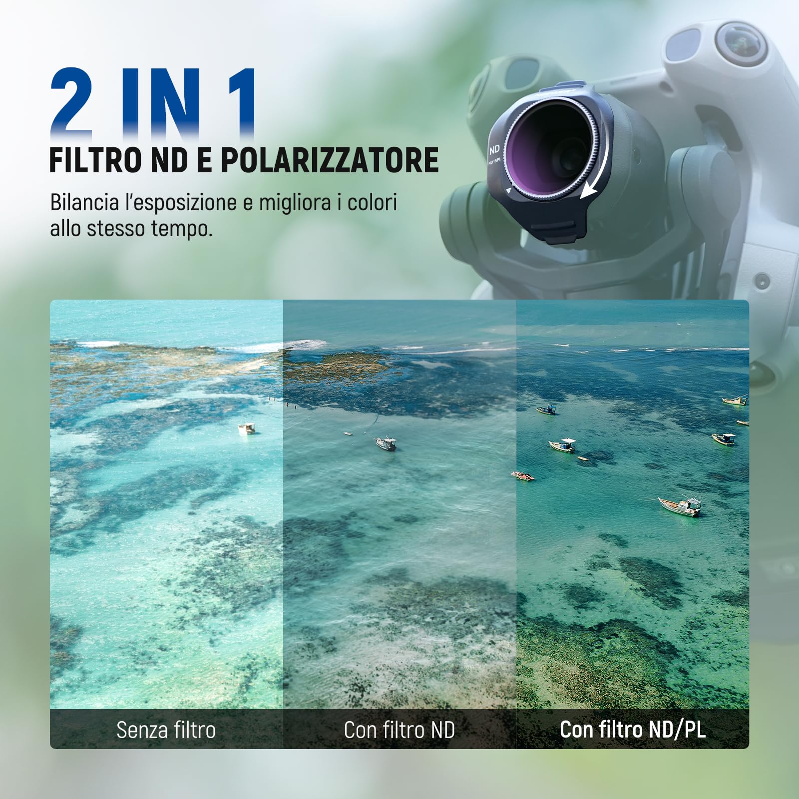 NEEWER Set Filtro ND/PL Compatibile con DJI Mini 5 Pro Drone Camera, ND8/PL+ND16/PL+ND32/PL+ND64/PL, Filtri ND Polarizzati a Densità Neutra a Scatto per Lenti, Accessori per Fotografia Aerea, 4 Pezzi