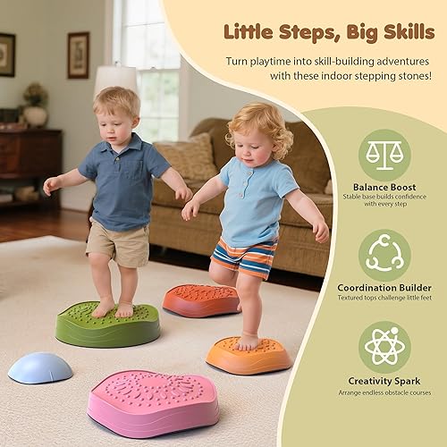 Miniatura 2 de 5 piedras de equilibrio de plástico antideslizantes que desarrollan la coordinación y las habilidades motoras, juguetes sensoriales de carrera de