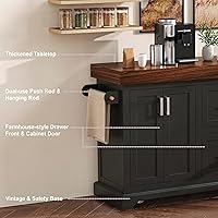 Vista 4 de LUMISOL Rolling Kitchen Cart with 2 Extra-Large Drawers, Spice and Towel Racks, Kitchen Island with 3.5" Thick Desktop, 53" Mobile Island Table on