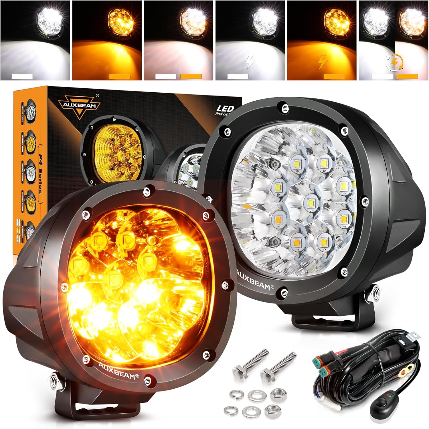 Auxbeam 4 Inch Round Offroad Light with 6 Modes