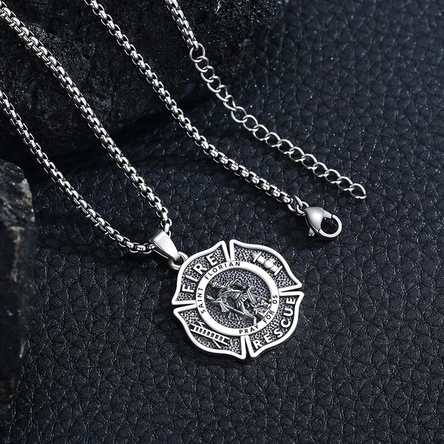 925 Sterling Silver Patron Saint Amulet Protection Pendant Necklace Religion Jewelry for Men Women With 316L Stainless Steel Chain and Gifts Box
