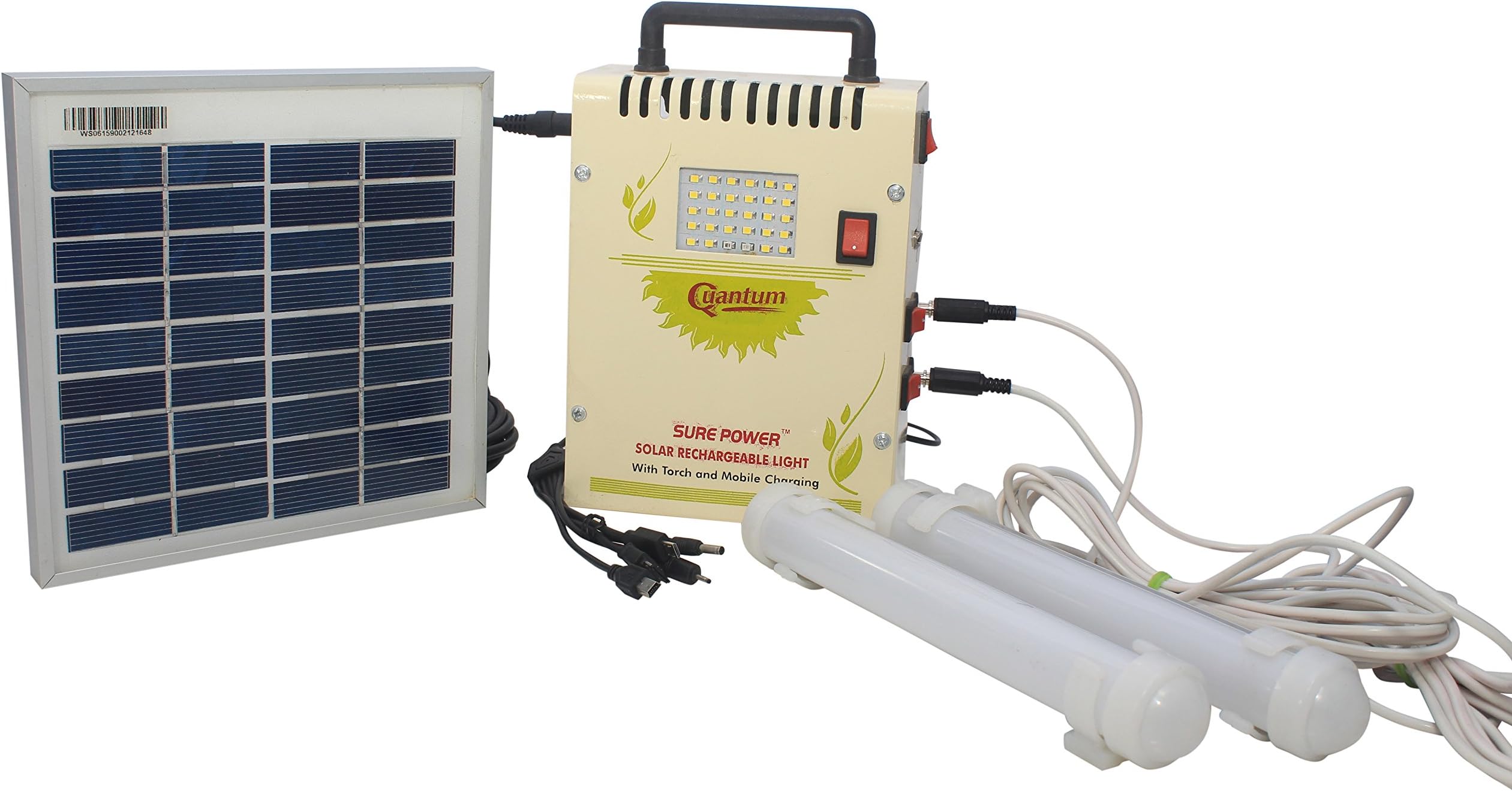 Sure Power Solar Home Lighting System (Off-White, 13.5 cm x 7 cm x 22 cm)