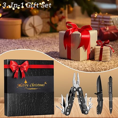 Miniatura 8 de Regalos para Navidad, juego de herramientas múltiples con alicates, cuchillo de bolsillo, bolígrafo táctico 3 en 1, regalos de Navidad para hombres