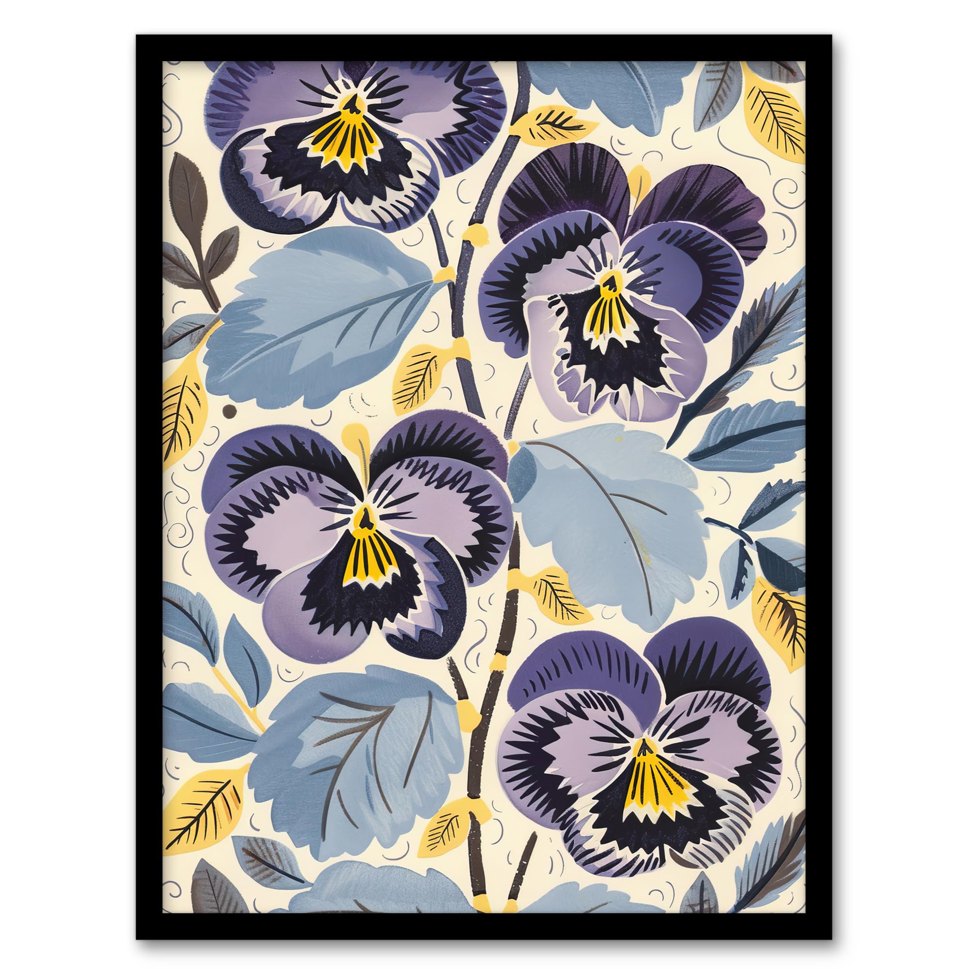 Artery8 Purple Pansy Flowers Painting Wildflowers Floral Wall Art PrintA4 Size from B&Q