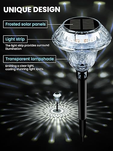 Miniatura 5 de SOLPEX Luces solares para camino Decoración de jardín para el patio, luces solares para jardín alimentadas por energía solar, iluminación Blanco