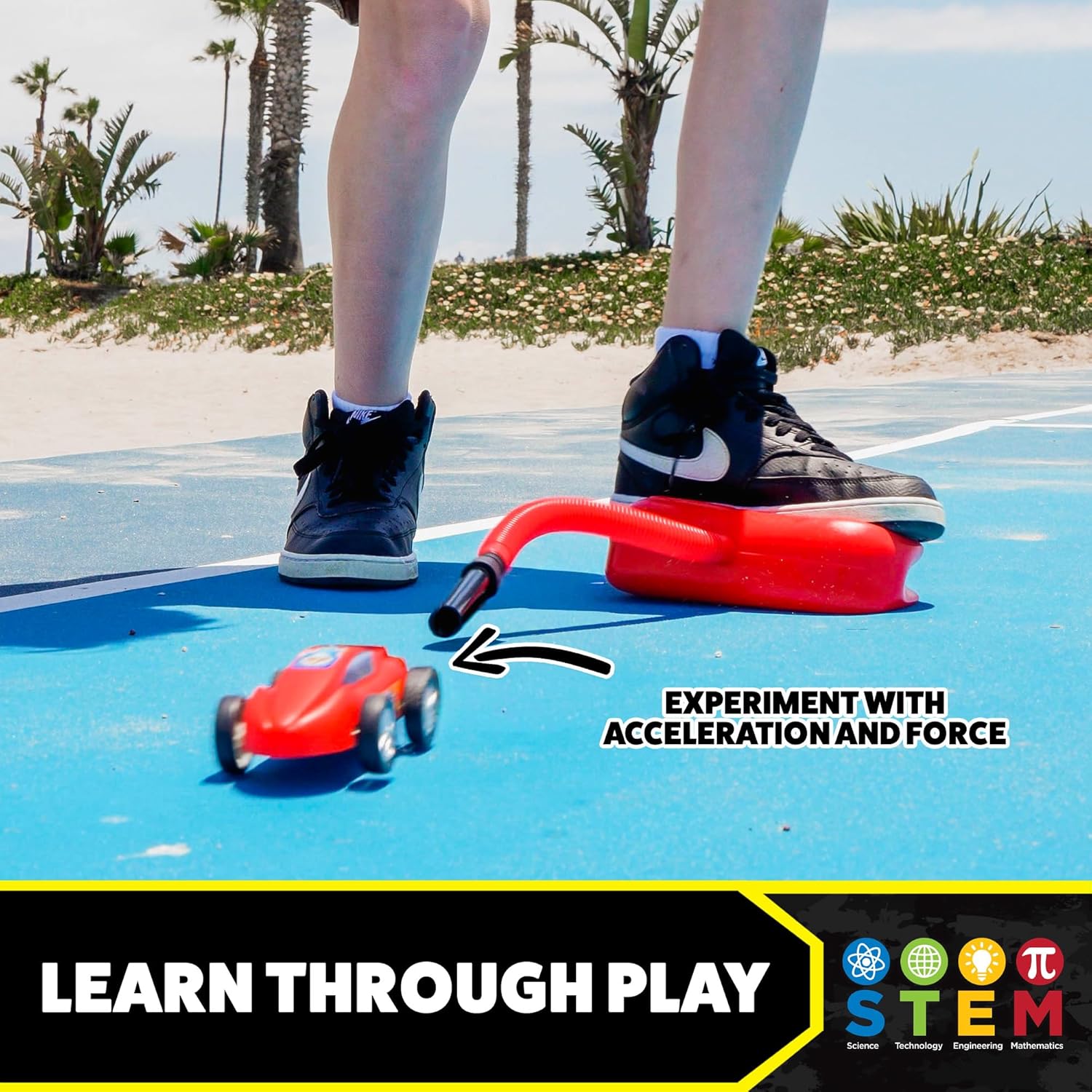 Stomp Racers Air Powered Race Cars by Stomp Rocket, 4 Car Mega Pack - Dueling Stomp Racers Toy Car Launcher - Fun Backyard Outdoor & Indoor Multi-Player Kids Toys Gifts for Boys, Girls & Toddlers