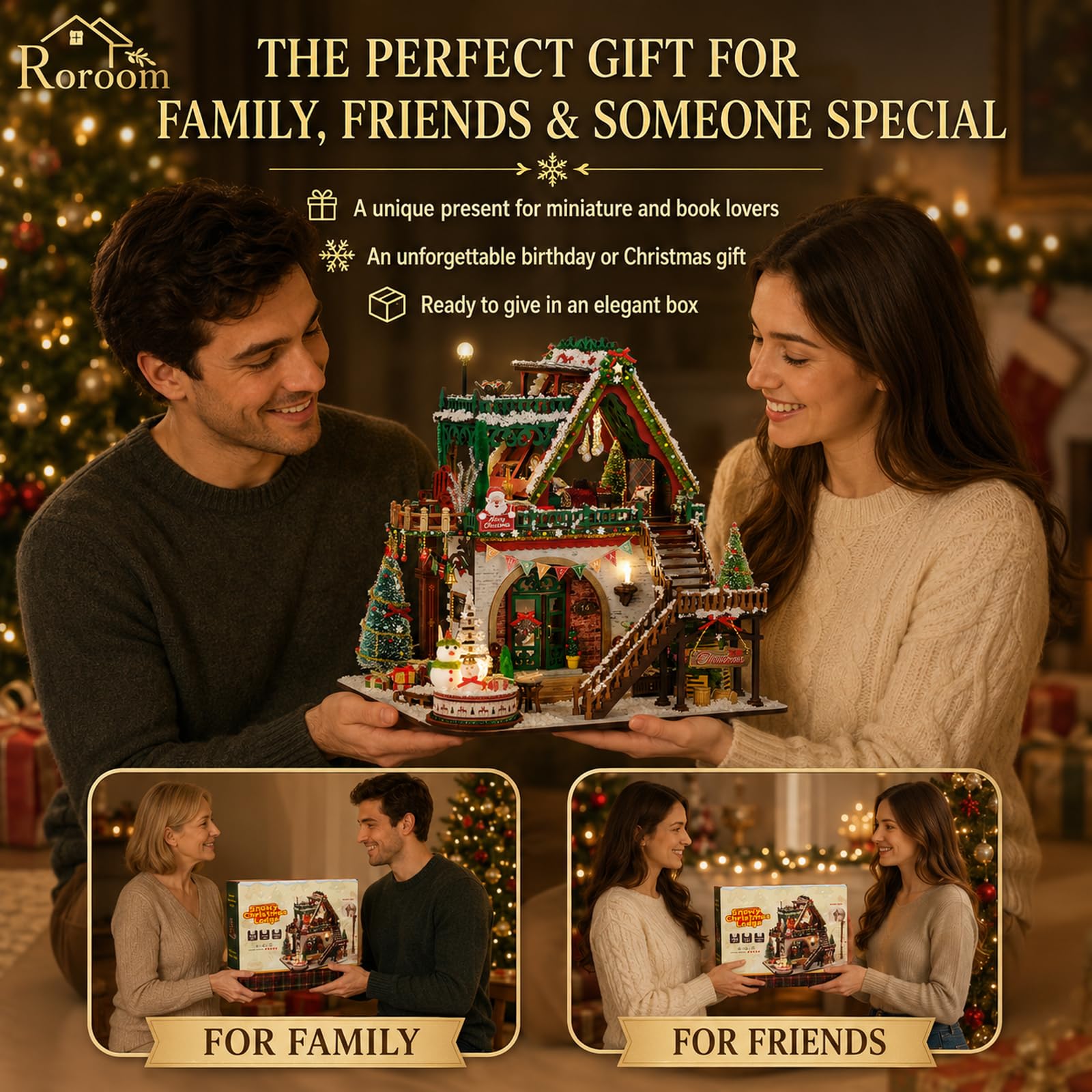 Roroom Kit fai da te in miniatura, kit per casa delle bambole innevata di