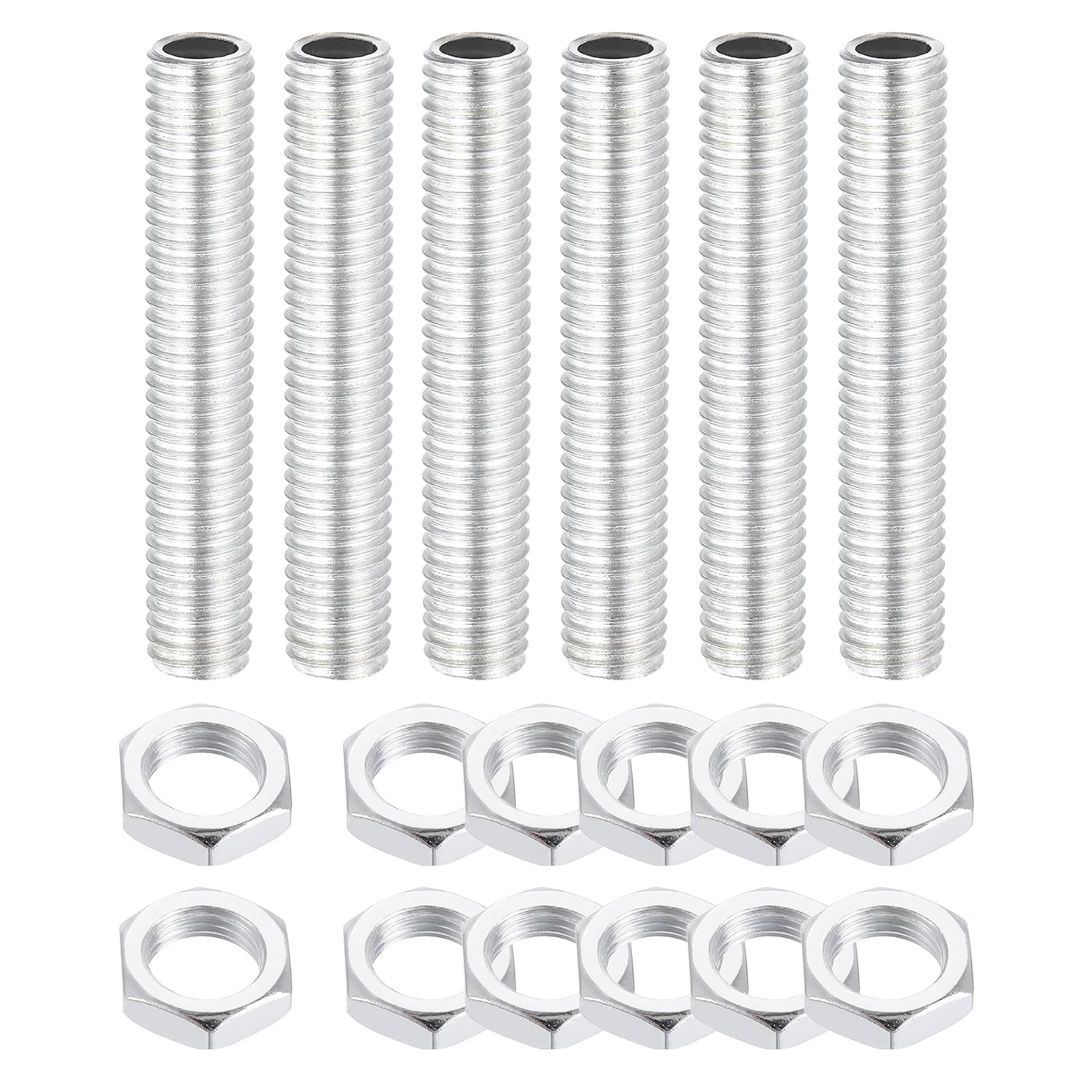 sourcing map Lamp Pipe Nipples Kit with Lock Nuts M10x1.5 6Pcs 60mm