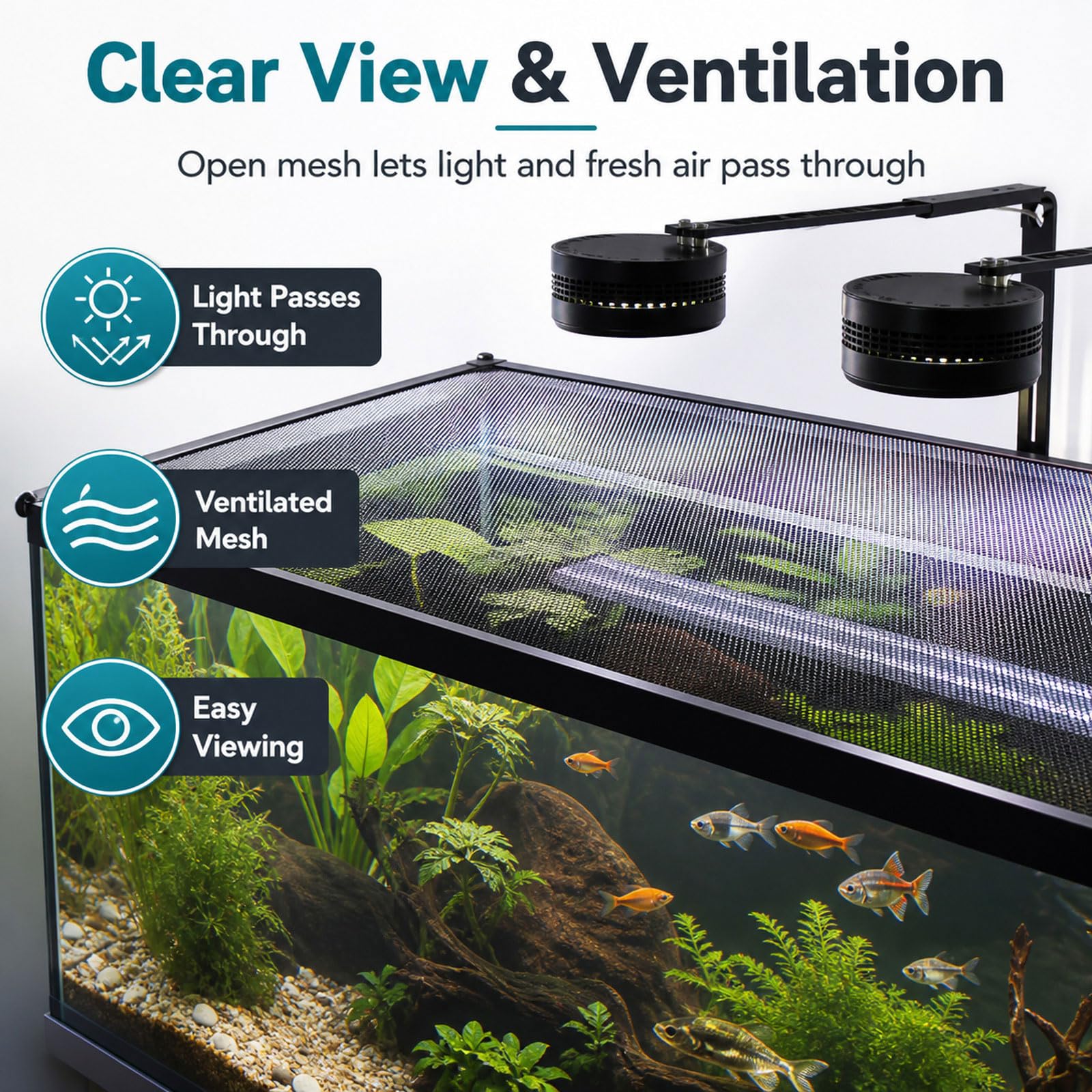 Magnetische Aquariumabdeckung,Fischtankdeckel Schutznetz,Ersatznetz für Aquarien,Aquarium Abdecknetz,Ventilation,Zuschneidbar,für Reptilien,Schildkröten Andere Tiere