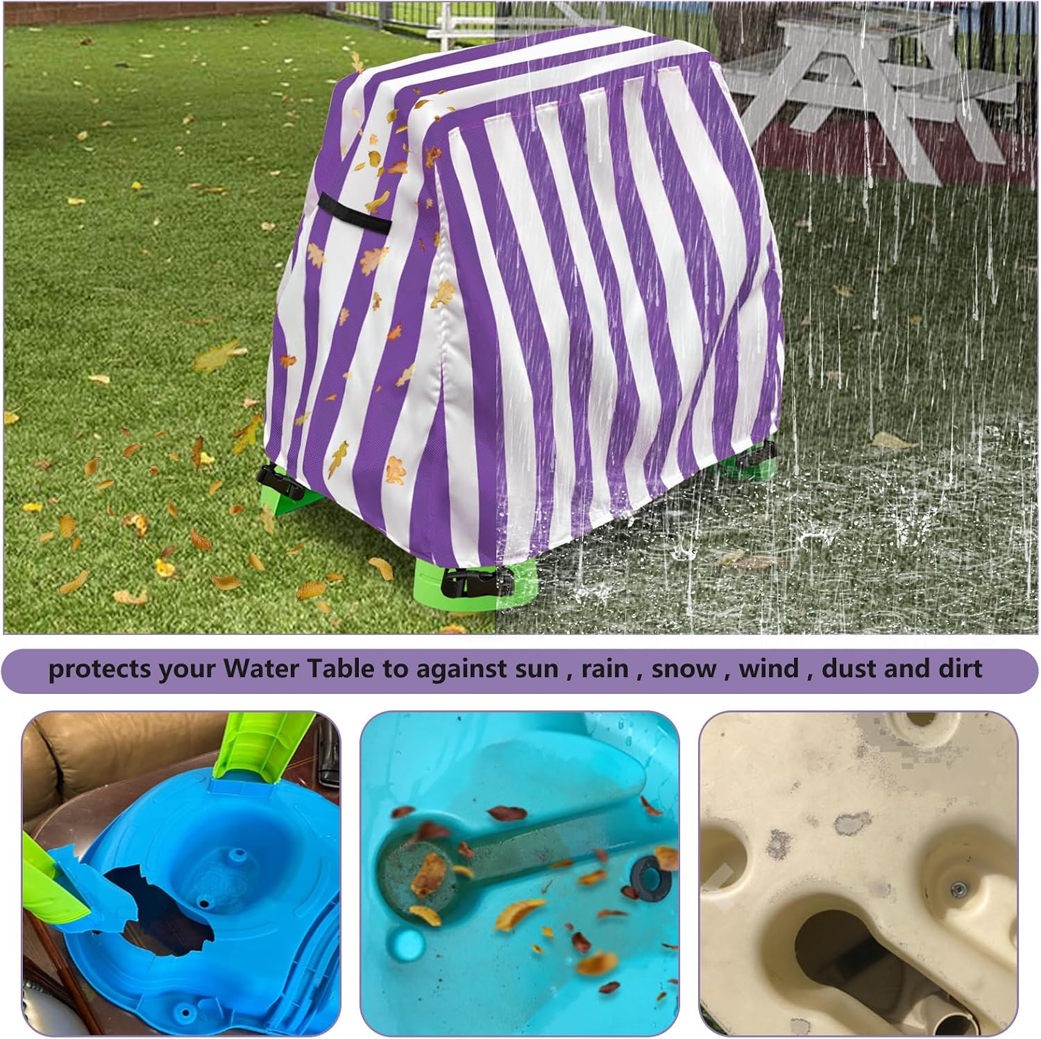 Kids Water Table Cover Fit Rain Showers Splash Pond Water Table,Waterproof Dust Proof Anti-UV Outdoor Toys Cover-Cover only