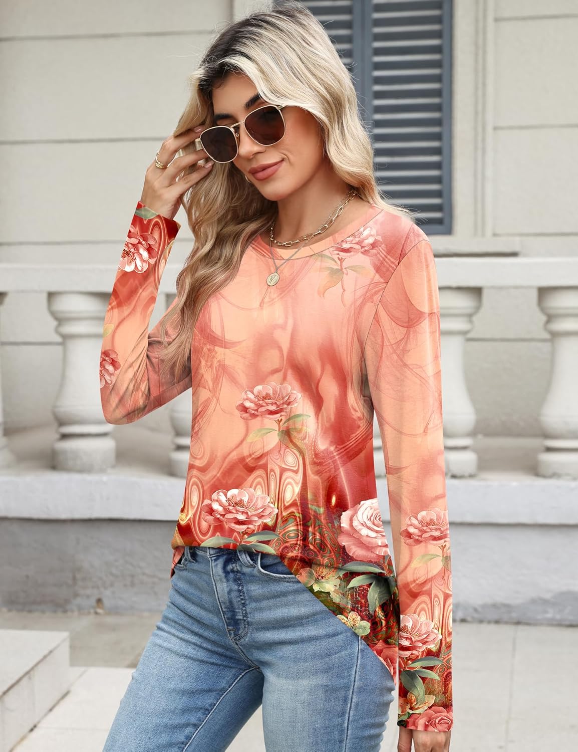 TCOT Women Long Sleeve Crew Neck Tee Tops Trendy Casual Dressy Blouses Spring Clothes Pullover Shirts - Image 5