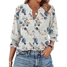 Ivicoer Blouses for Women Dressy Casual 3/4 Length Sleeve Womens Tops Trendy Spring Summer Clothes S-XXL