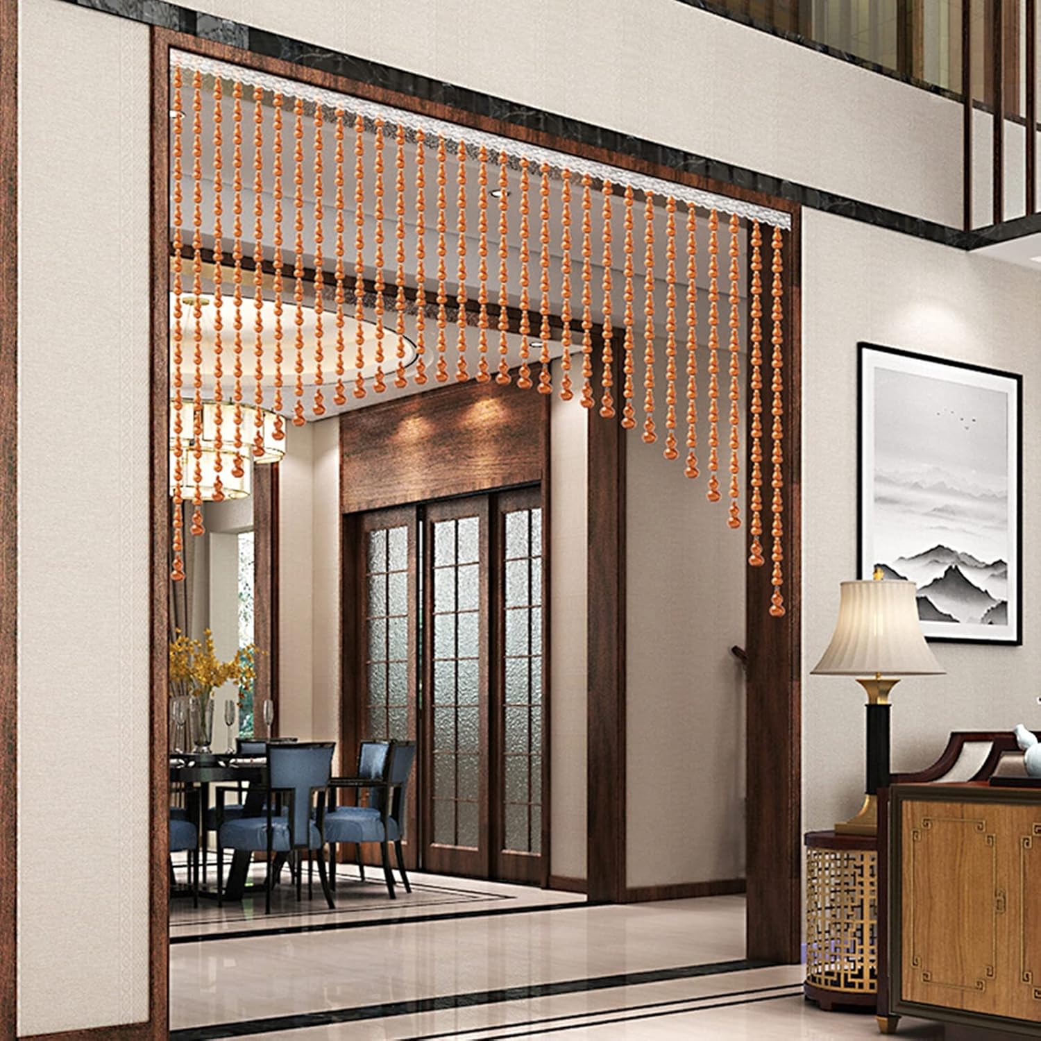 Durable Aluminum Alloy Track Indoor Partition Screen Used for Villa Hotel Cafe Home Decoration Customizable (Color : A Size : 240x120cm-61 Strands) (A 140x70cm)