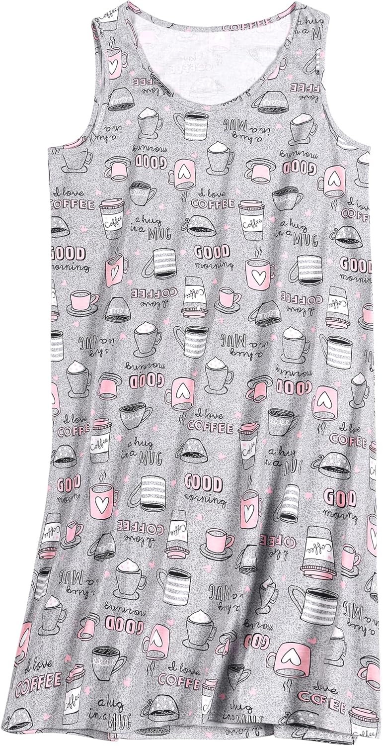 3 Pack Cotton Nightgowns for Women Casual Print Sleepwear Sleeveless Sleepdress S-XXXL