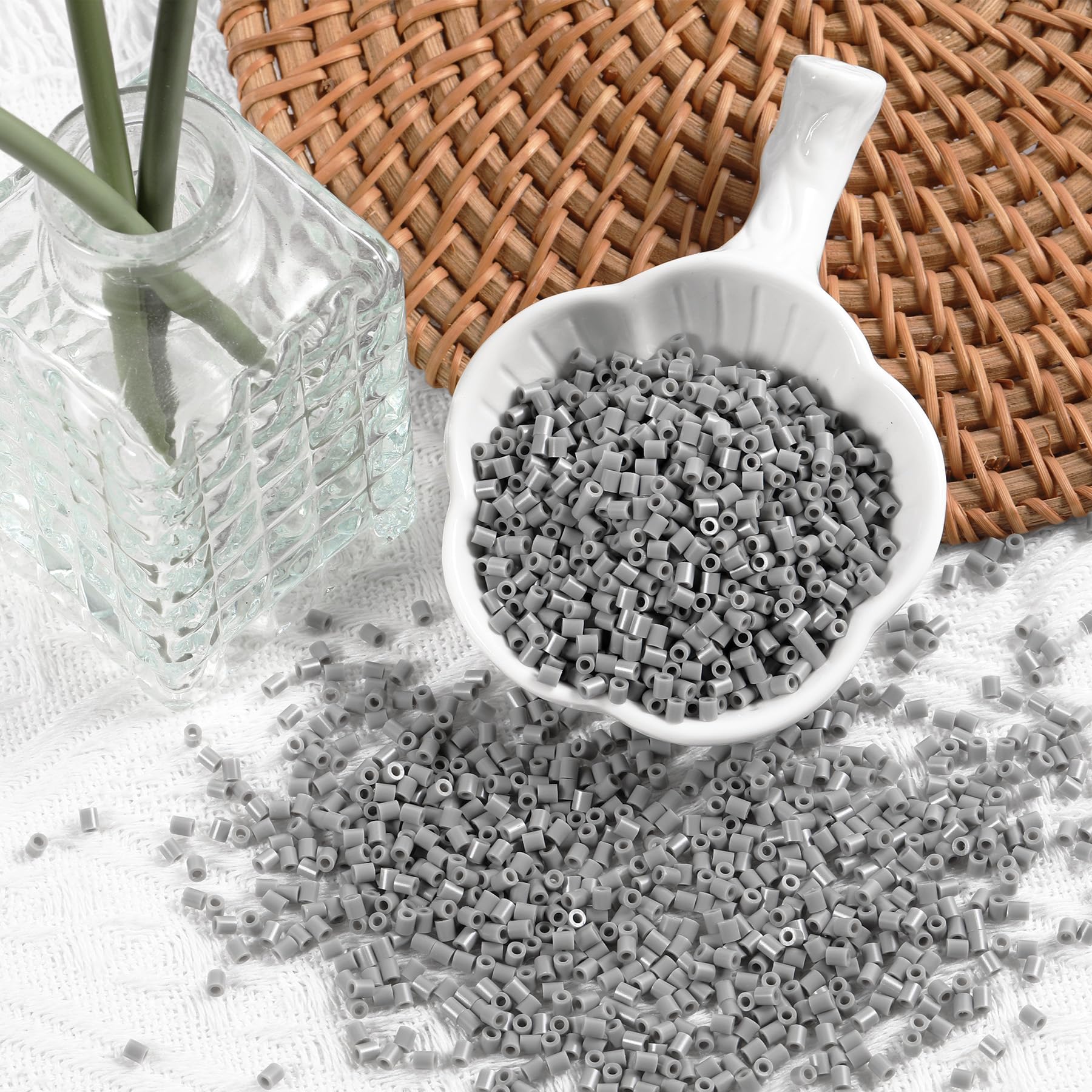 10000Pcs Loose Mini Fuse Beads 2.6mm Bulk Refill Kit Stress Relief Pixel Art 3D Craft Melting Beads for DIY Decor Crafts Creative Handmade Projects (Grey 1) - Image 3