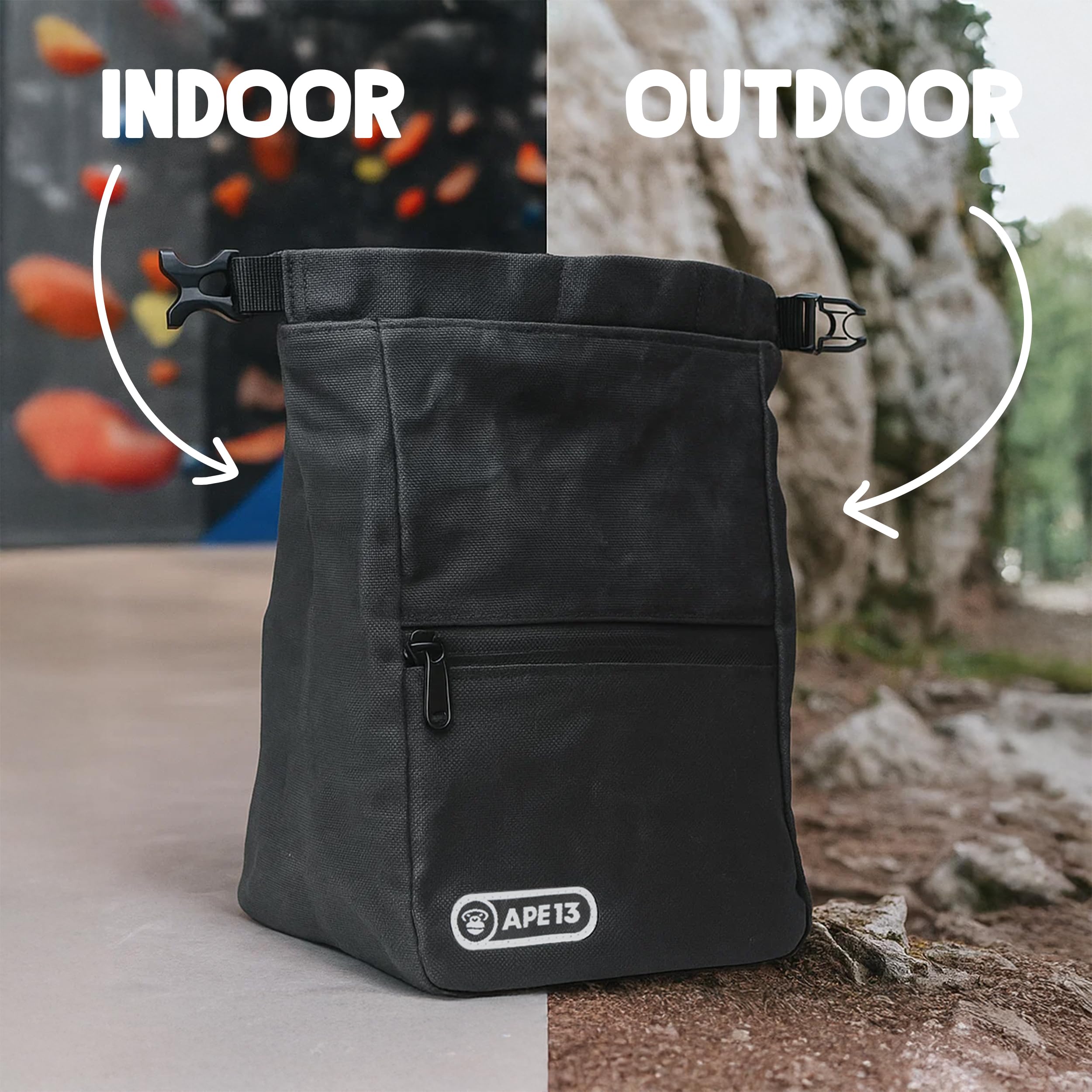 Bolsa de magnesio para bouldern 3 colores resistente tapa enrollable cierre magnético