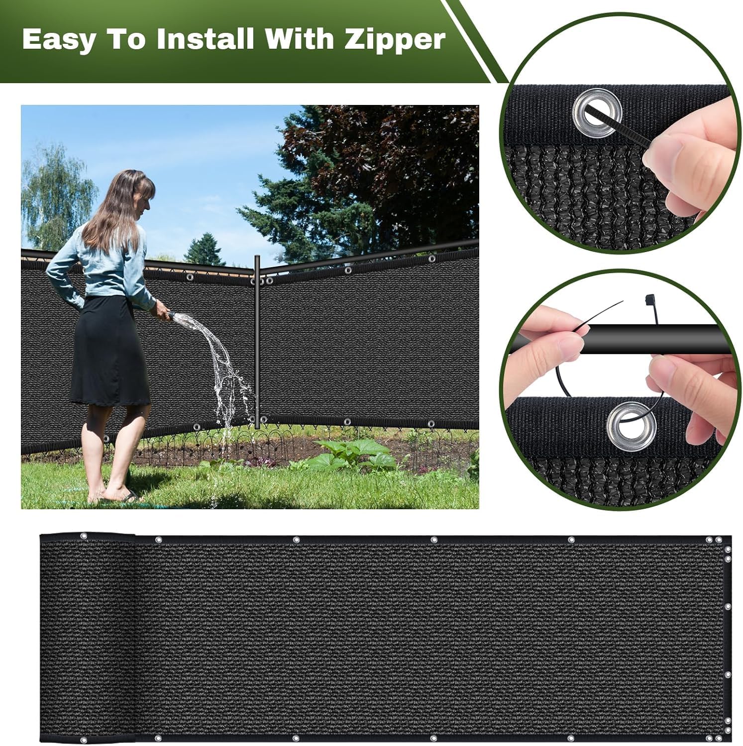 Privacy Screen Fence, TOTU 4ft x 50ft Heavy Duty 170 Shade Net Cover, for Wall Garden Yard Outdoor Home Decoration, Black