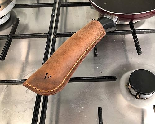 Miniatura 6 de Personalized Leather Pot Handle Cover - Leather Hot Handle Holder - 100% Genuine Leather Potholder - Personalized Pot Holder - Leather Potholder -