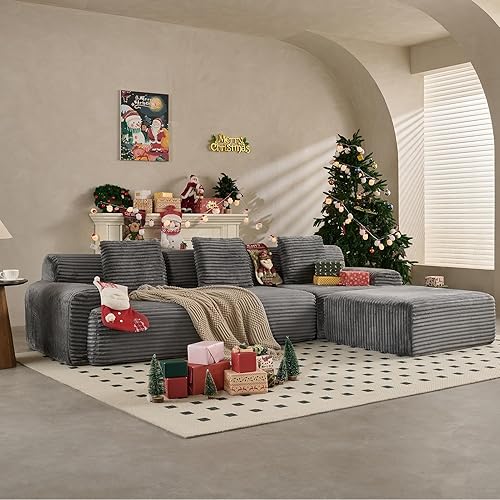 Miniatura 3 de VKLIVING Sofá modular Cloud de 113 pulgadas, sofá modular sin hueso de 61.6 pulgadas de profundidad con reposabrazos anchos, sofá de espuma