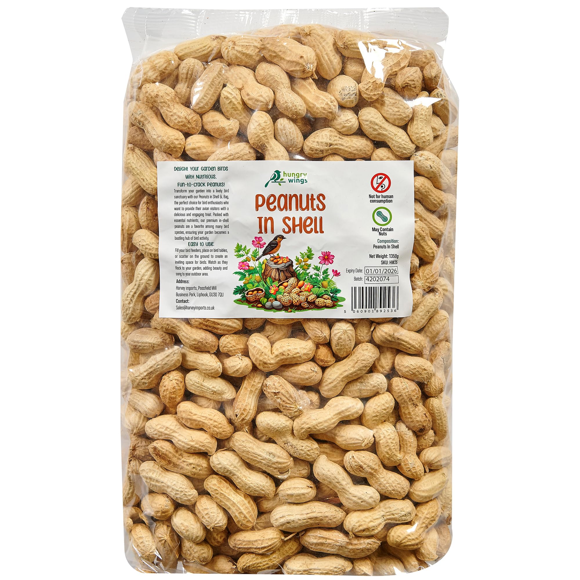 Premium Wild Bird Food 5L Refill, (5L Bag, Peanuts In Shell)