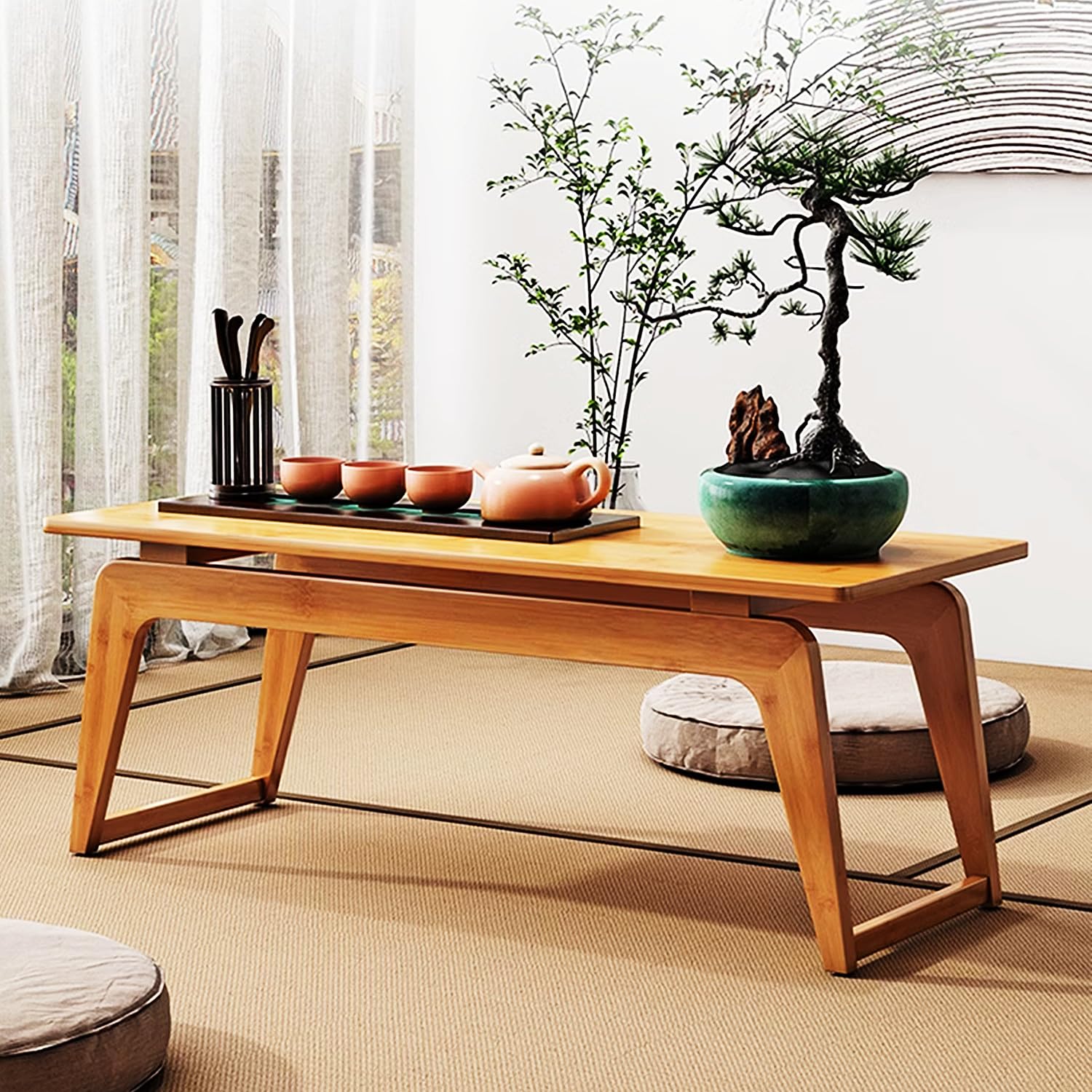 Amazon.com: WTTTTW Antique Tatami Tea Table, Bamboo Coffee