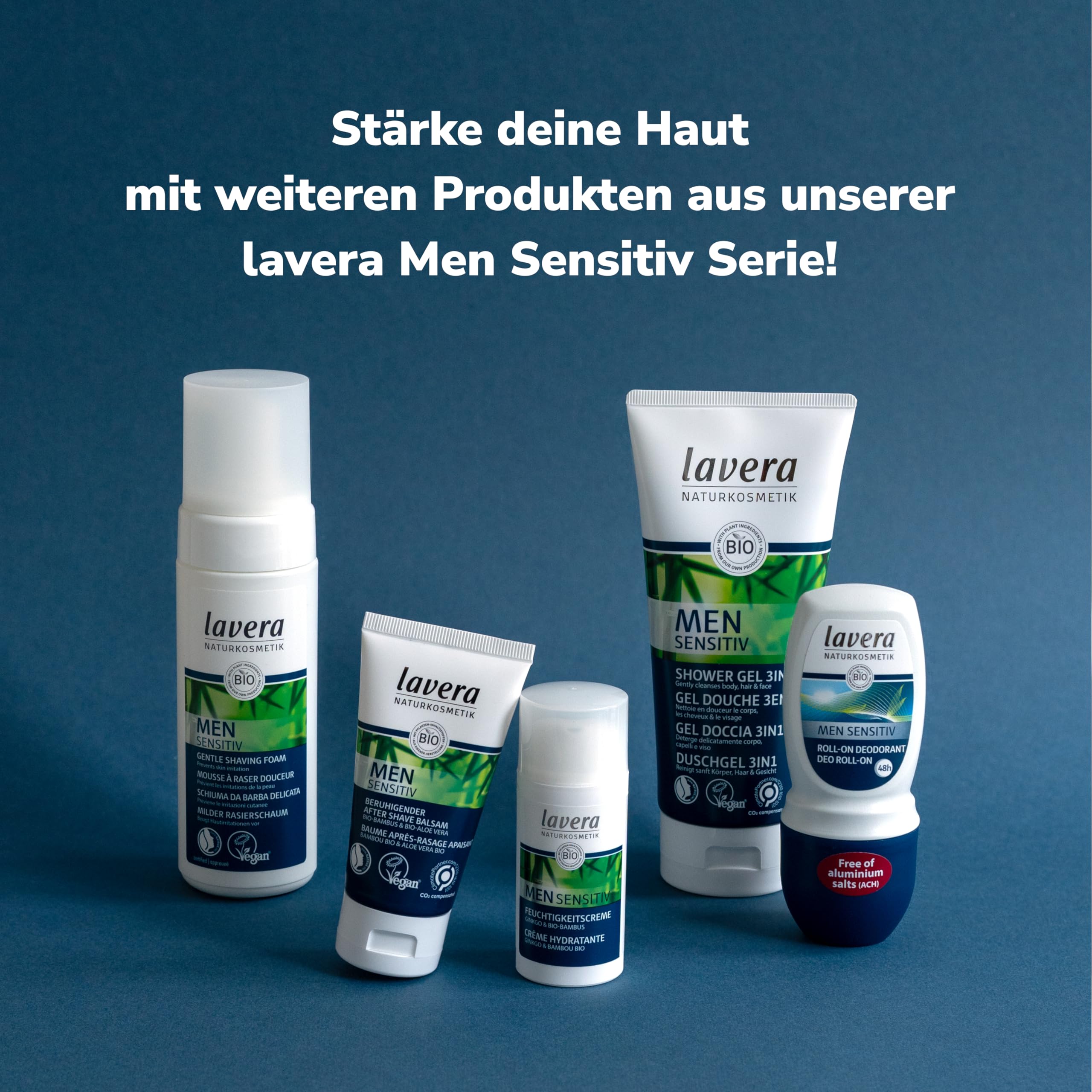 lavera Men sensitiv uspokajający balsam po goleniu – z bambusem organicznym i aloesem – zapobiega zaczerwienieniom skóry i uspokaja wrażliwą skórę po goleniu – naturalny kosmetyk – wegański – ekologiczny (1 x 50 ml)