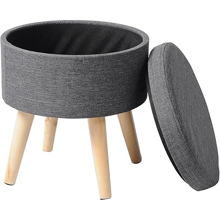 Suhu Taburete De Almacenamiento Banco Puff Asiento Lino Baul Puf