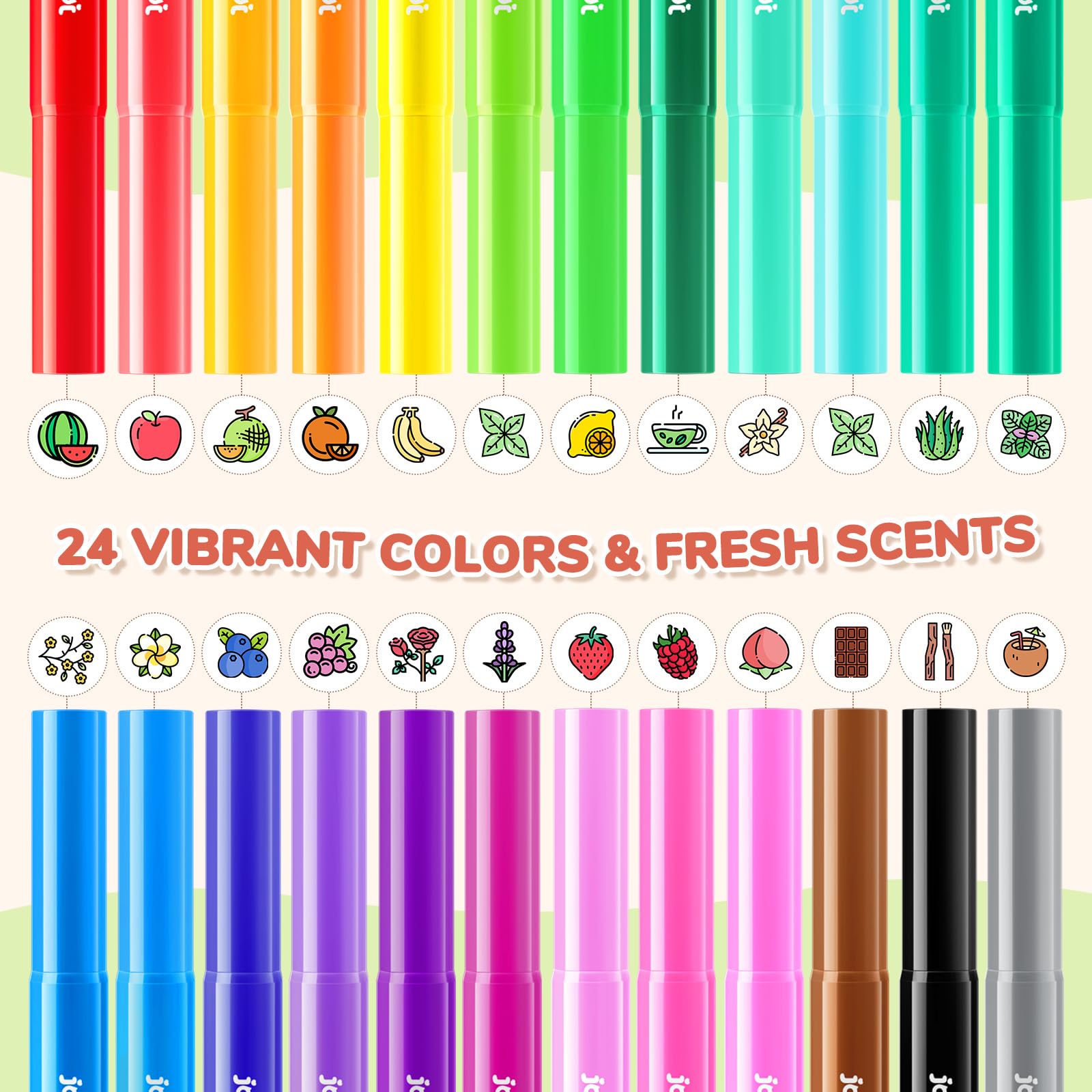 Amazon.com: JoyCat Scented Washable Markers For kid, 24 Vibrant