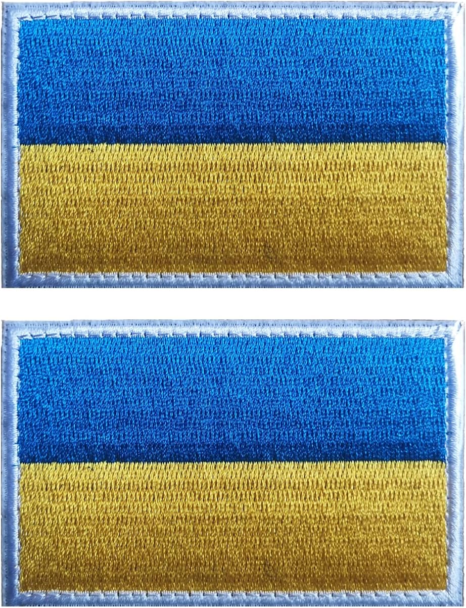 2 PCS AliPlus Ukraine Flag Patches Embroidered Tactical Military Morale Patch Applique Fastener Hook and Loop