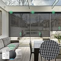 Vista 1 de Yoolax Persiana solar motorizada con control remoto para filtrar la luz, persianas enrollables con visión transparente (60 % opaco negro grisáceo)